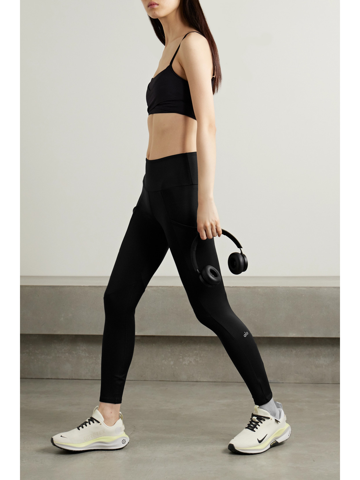 Alo Yoga Airlift Ribbed Stretch 7/8 Leggings In Black
