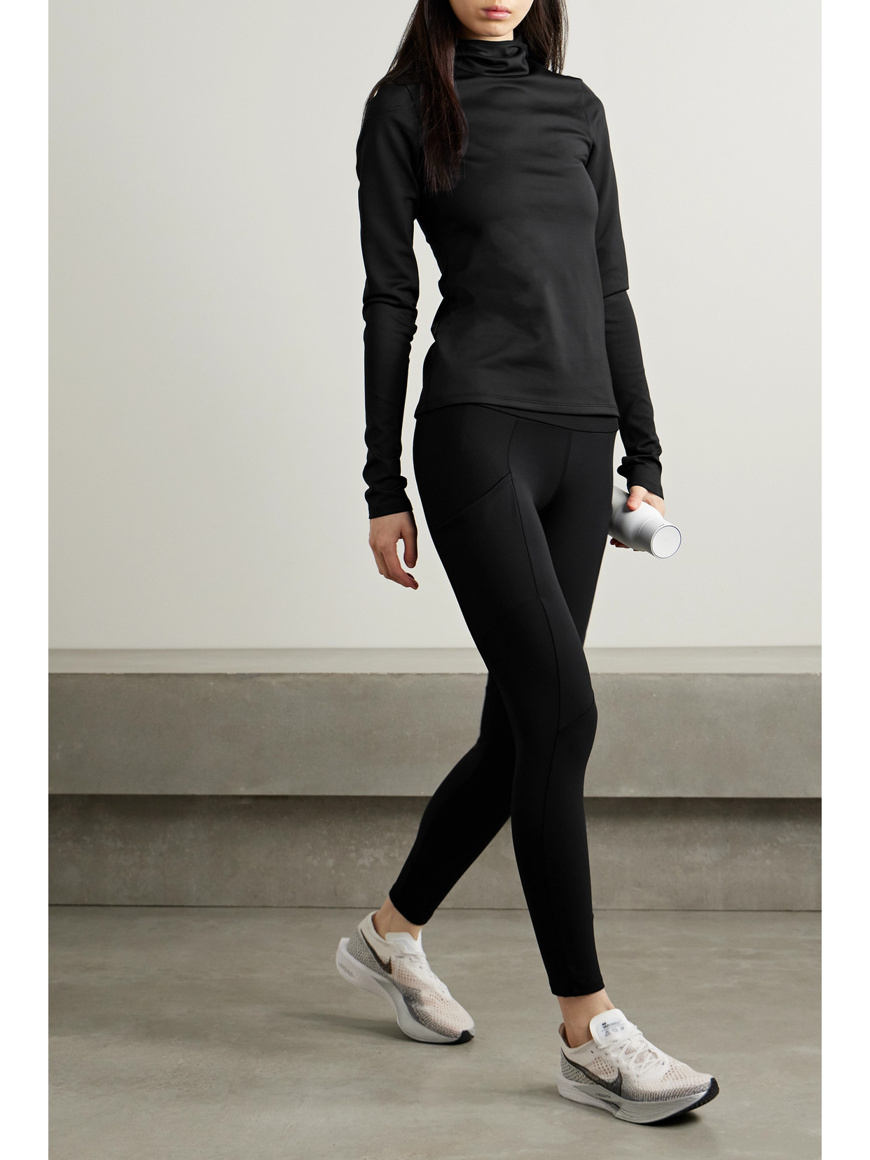 Alo Yoga Airlift Hooded Stretch-jersey Sweatshirt In Black