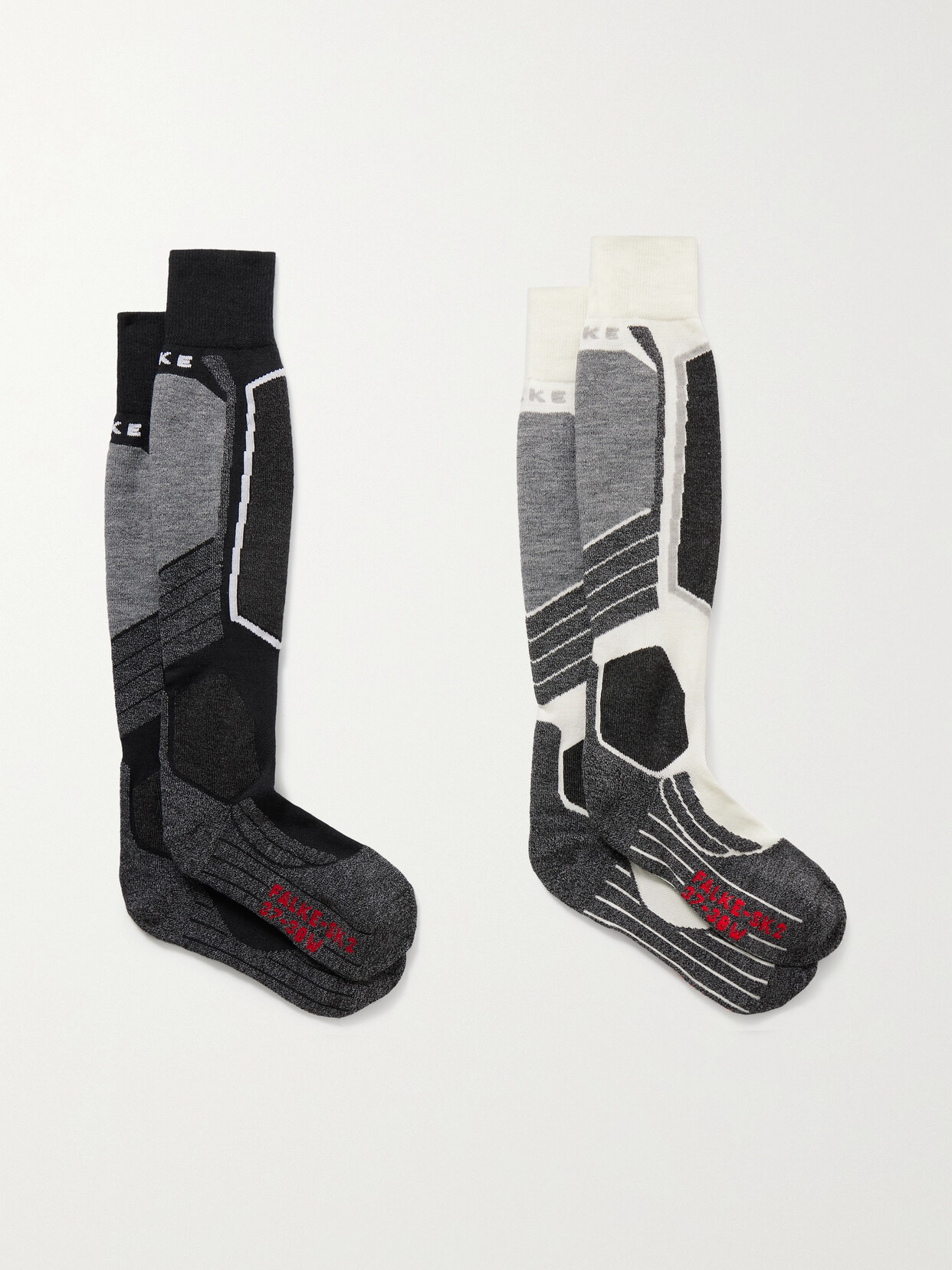 Falke Sk2 Set Of Two Jacquard-knit Ski Socks In Black