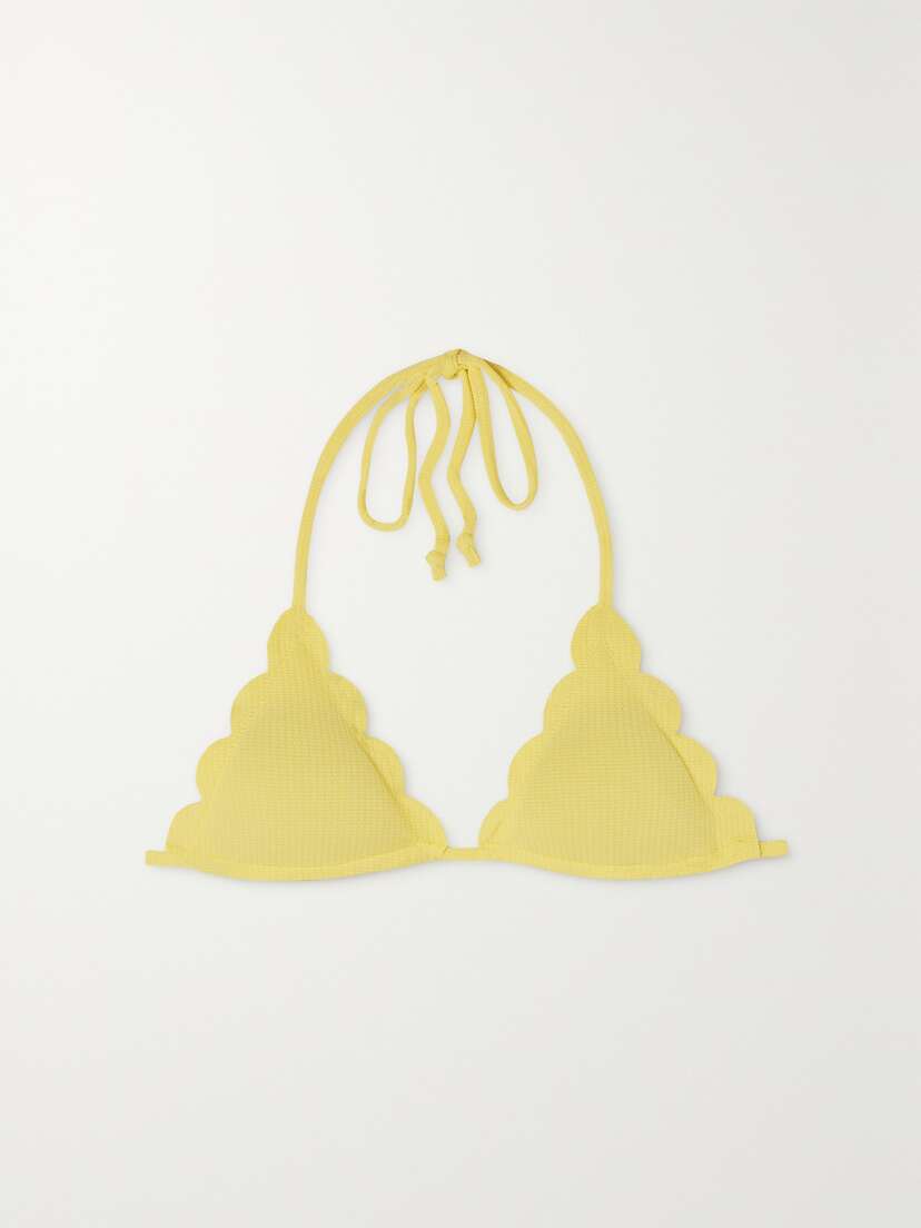 Marysia Broadway Scalloped Seersucker Triangle Bikini Top