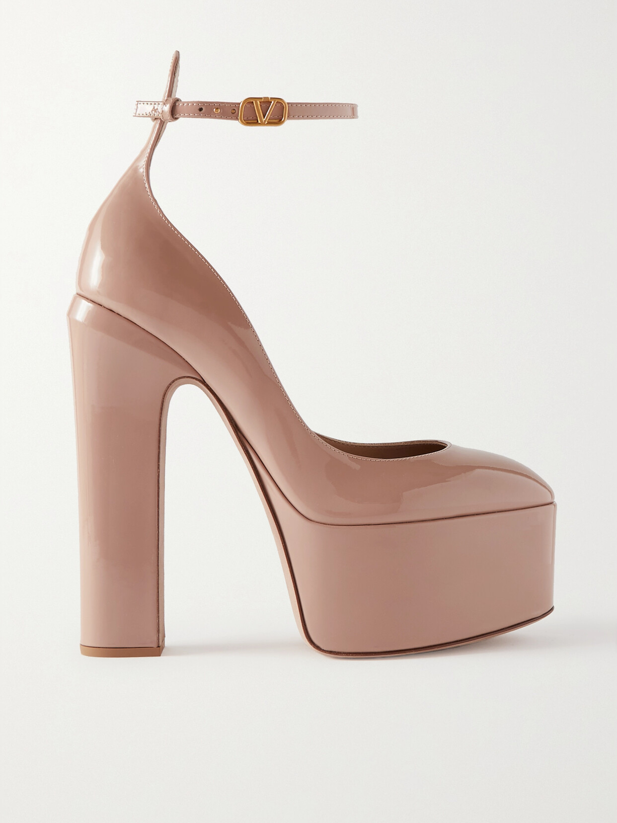 Shop Valentino Garavani Tan-go 155 Patent-leather Platform Pumps In Pink