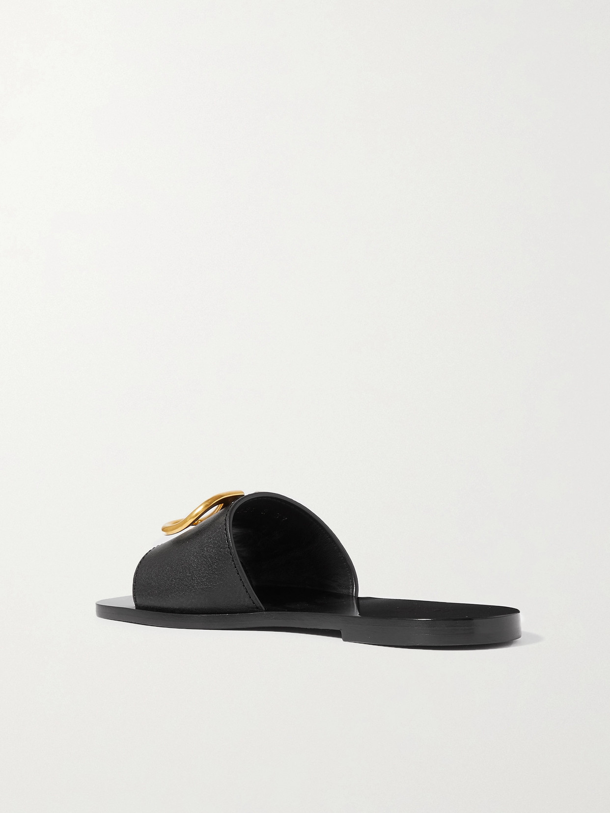 Shop Valentino Garavani Vlogo Textured-leather Slides In Black