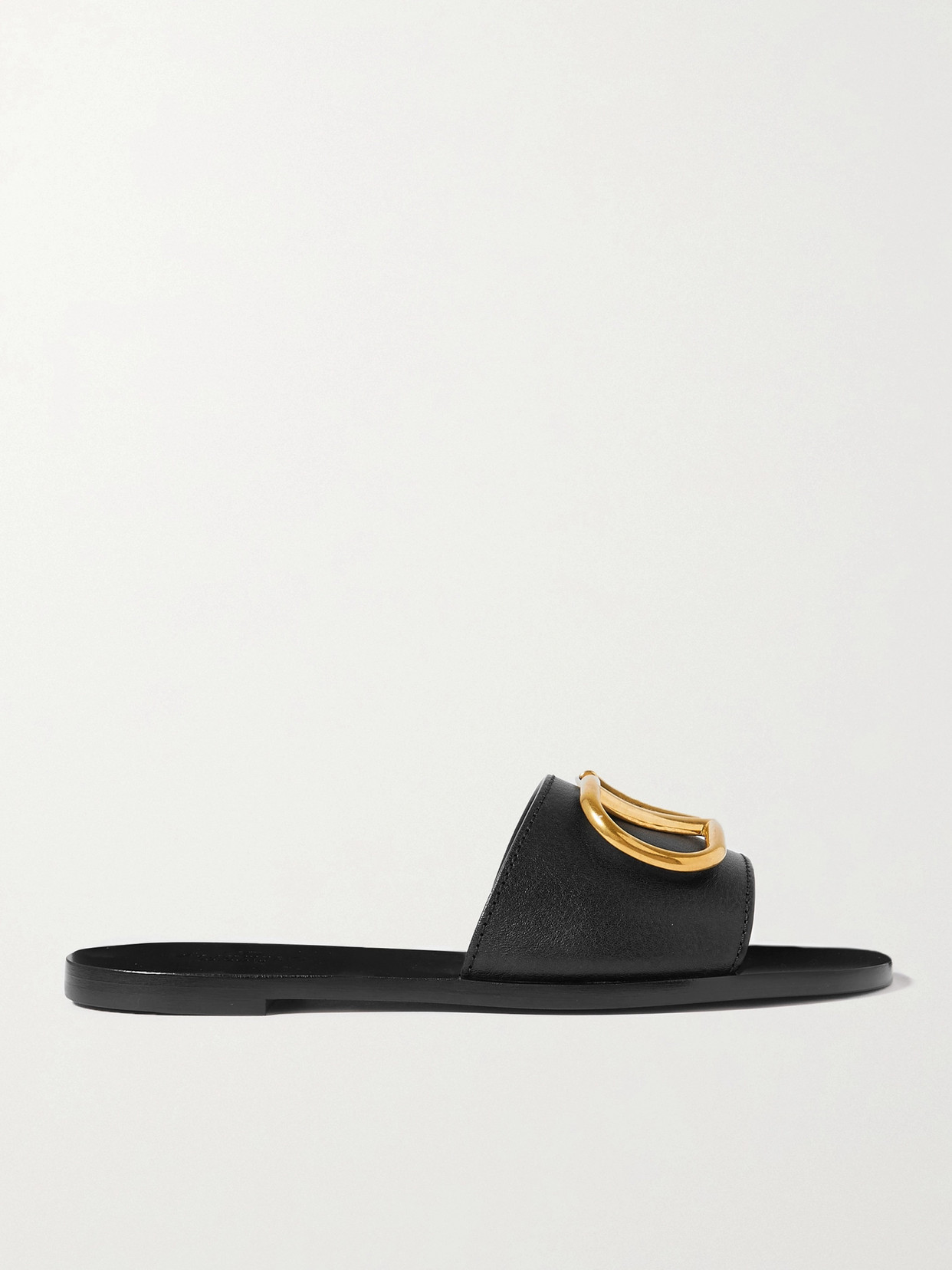 Shop Valentino Garavani Vlogo Textured-leather Slides In Black