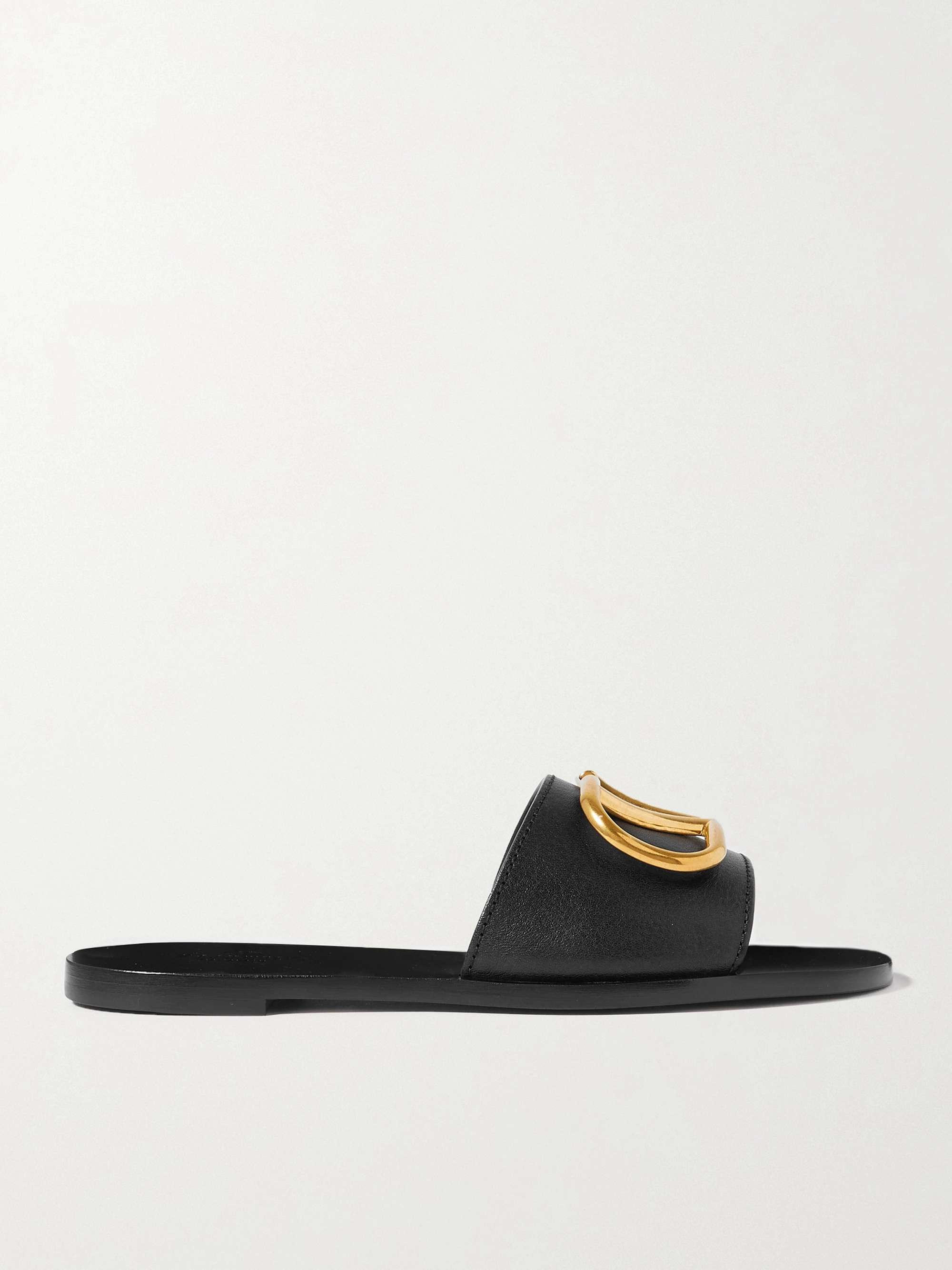VALENTINO GARAVANI Valentino Garavani VLOGO textured-leather slides