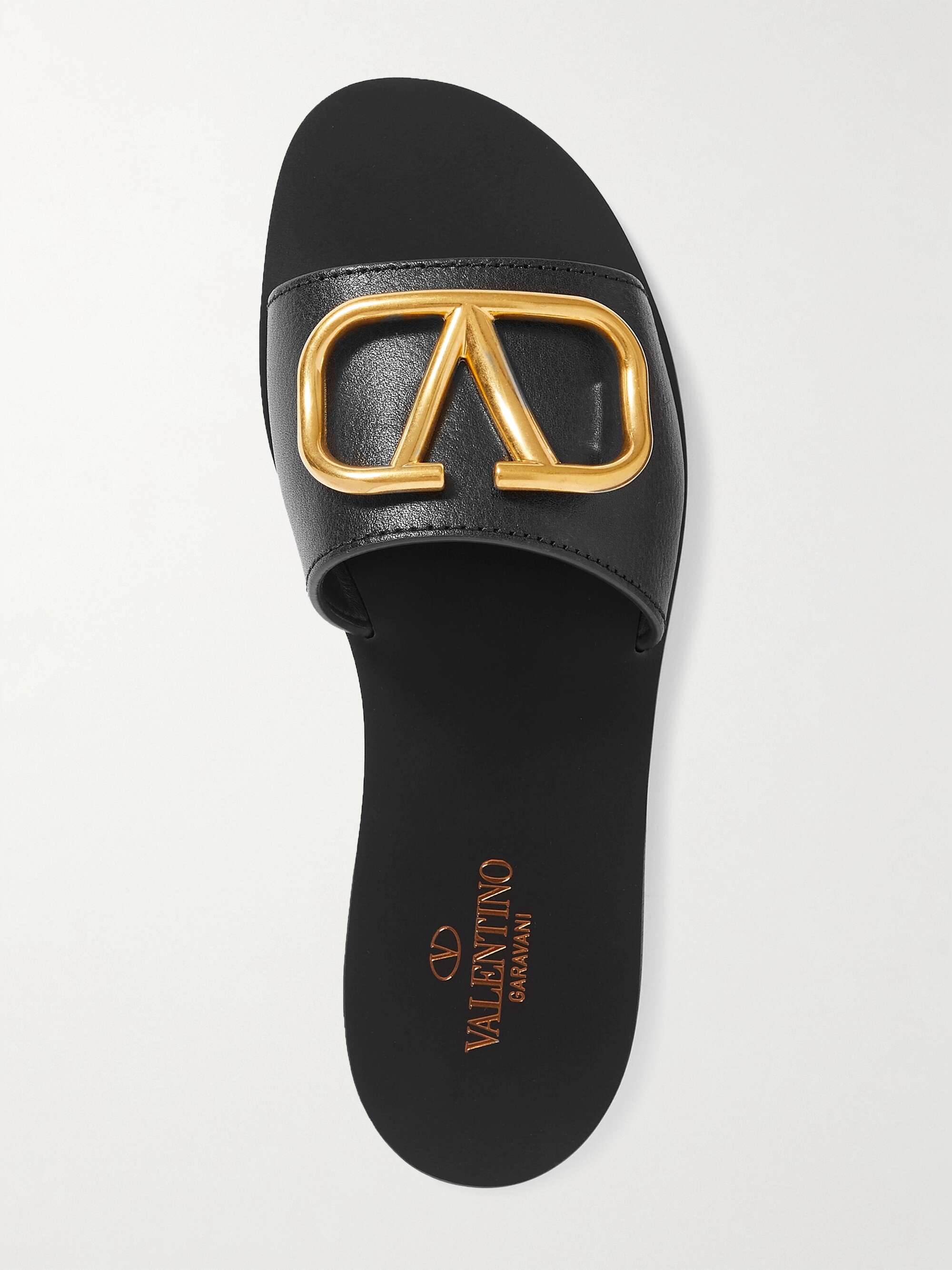 VALENTINO GARAVANI Valentino Garavani VLOGO textured-leather slides ...