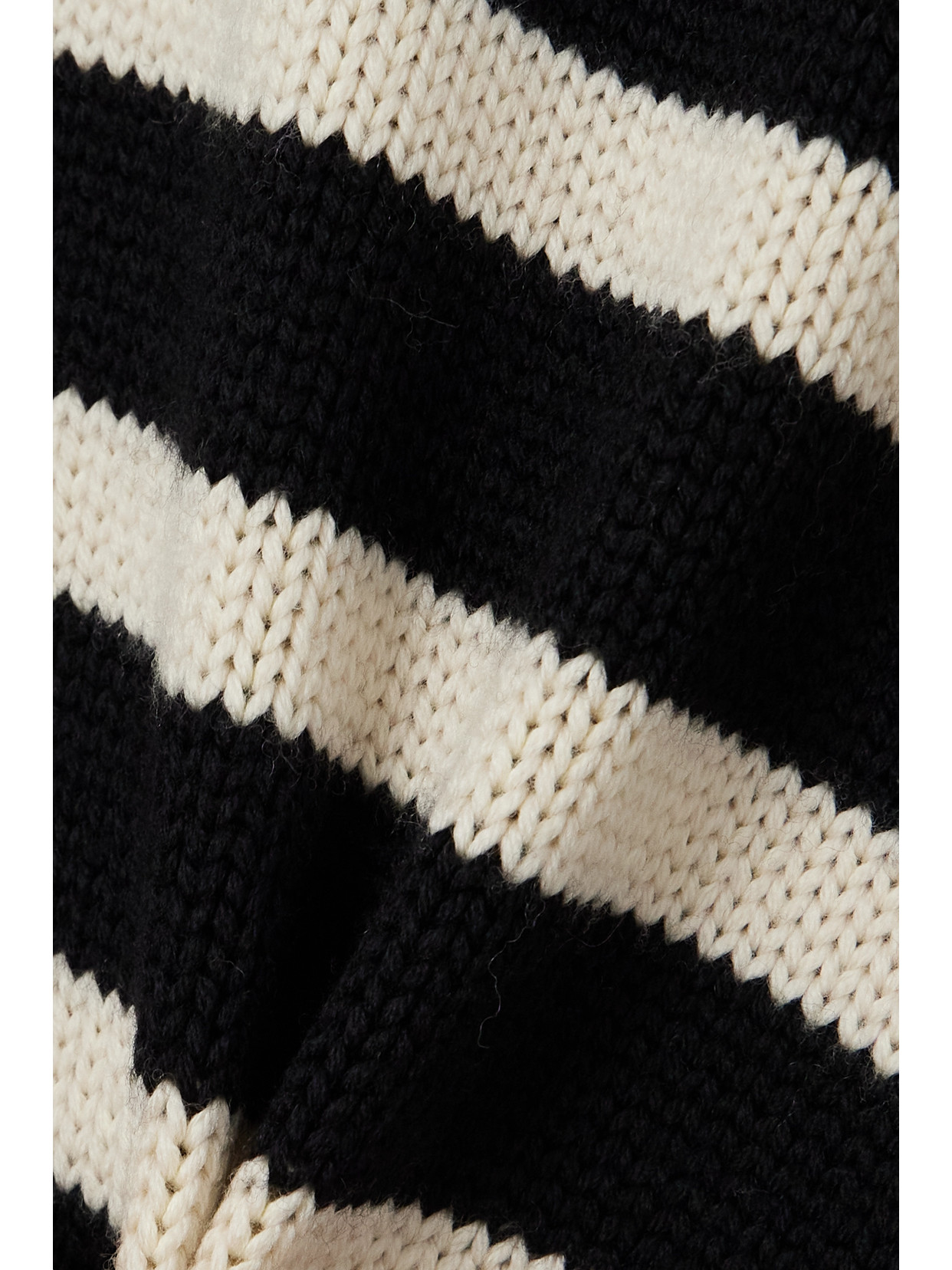 Shop Totême Striped Wool-blend Turtleneck Sweater In Black