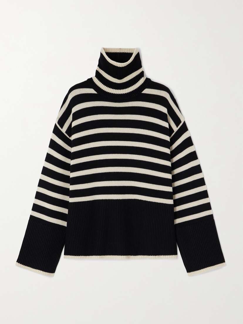 TOTEME Striped Wool-blend Turtleneck Sweater