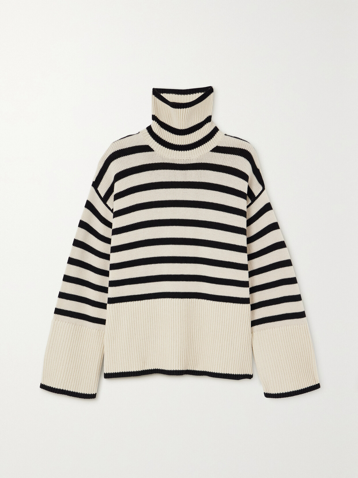 TOTEME - Striped Wool-blend Turtleneck Sweater - Neutrals