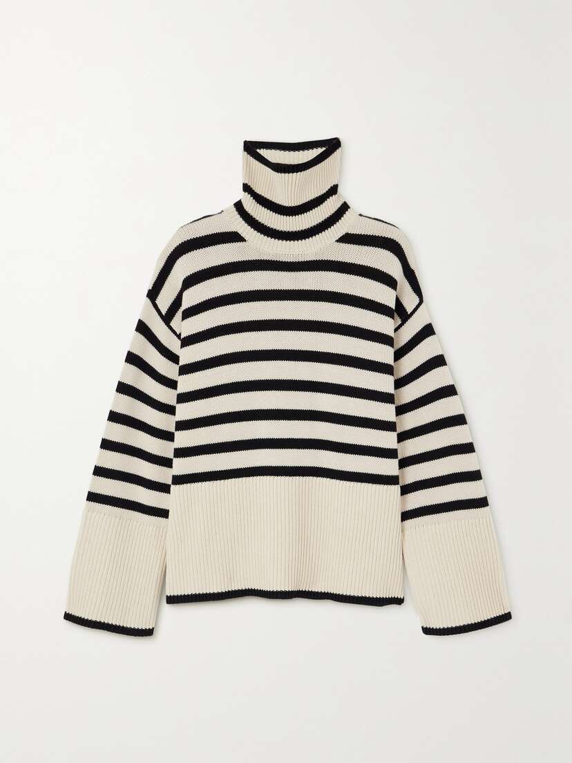 TOTEME Striped Wool-blend Turtleneck Sweater