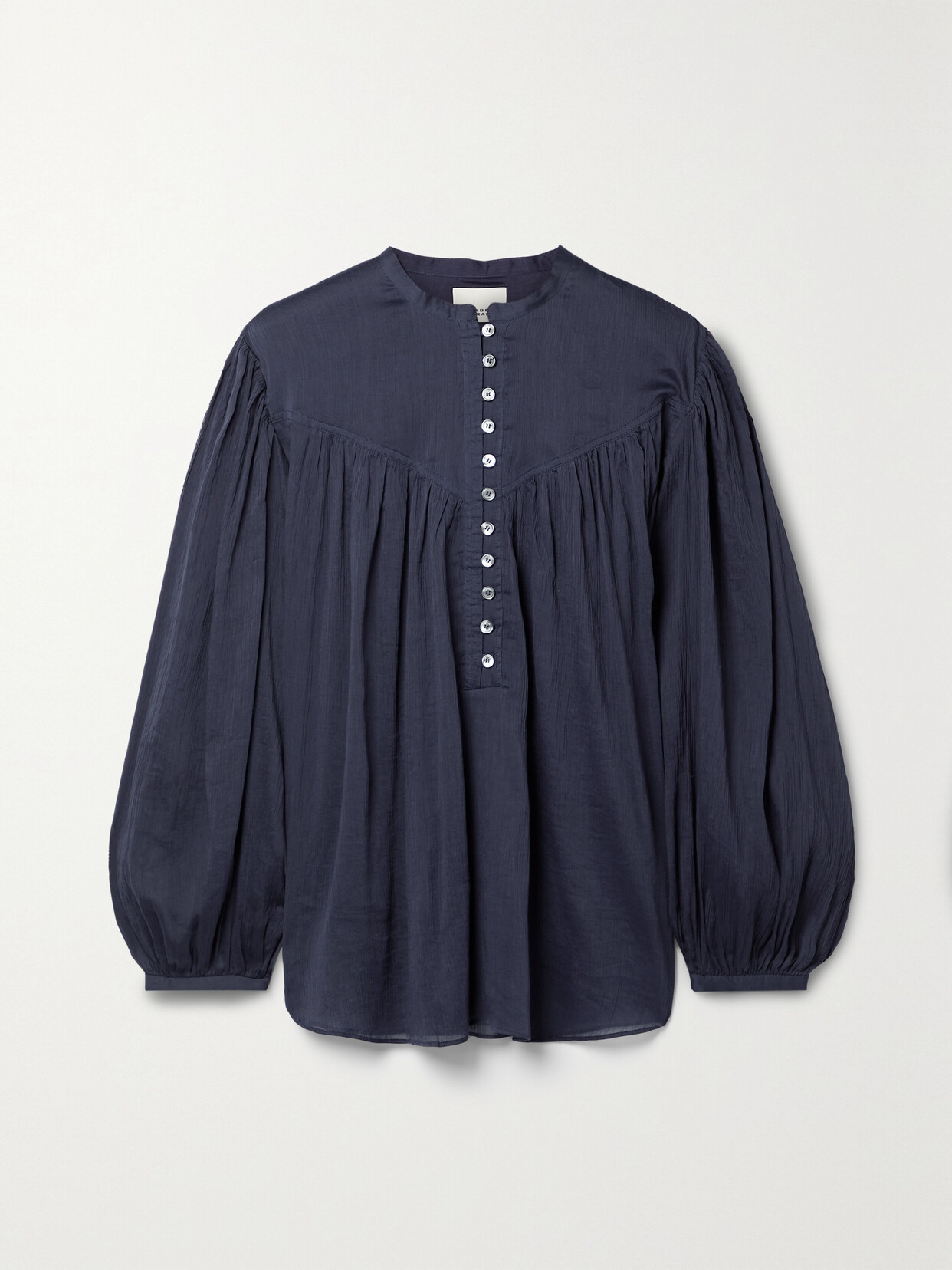 Isabel Marant Kiledia Plissé Cotton And Silk-blend Blouse - Blue