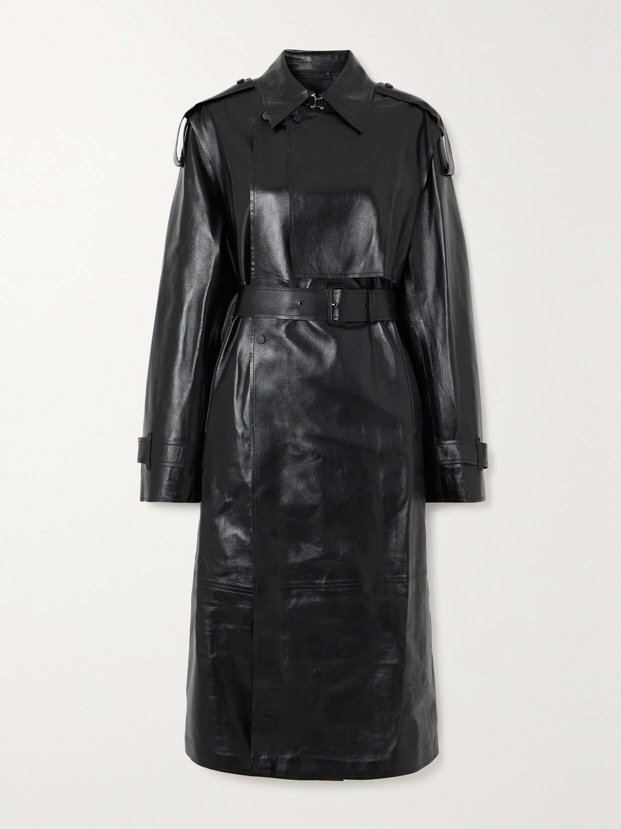 Mackage - Adriana Double-breasted Belted Leather Trench Coat - Black