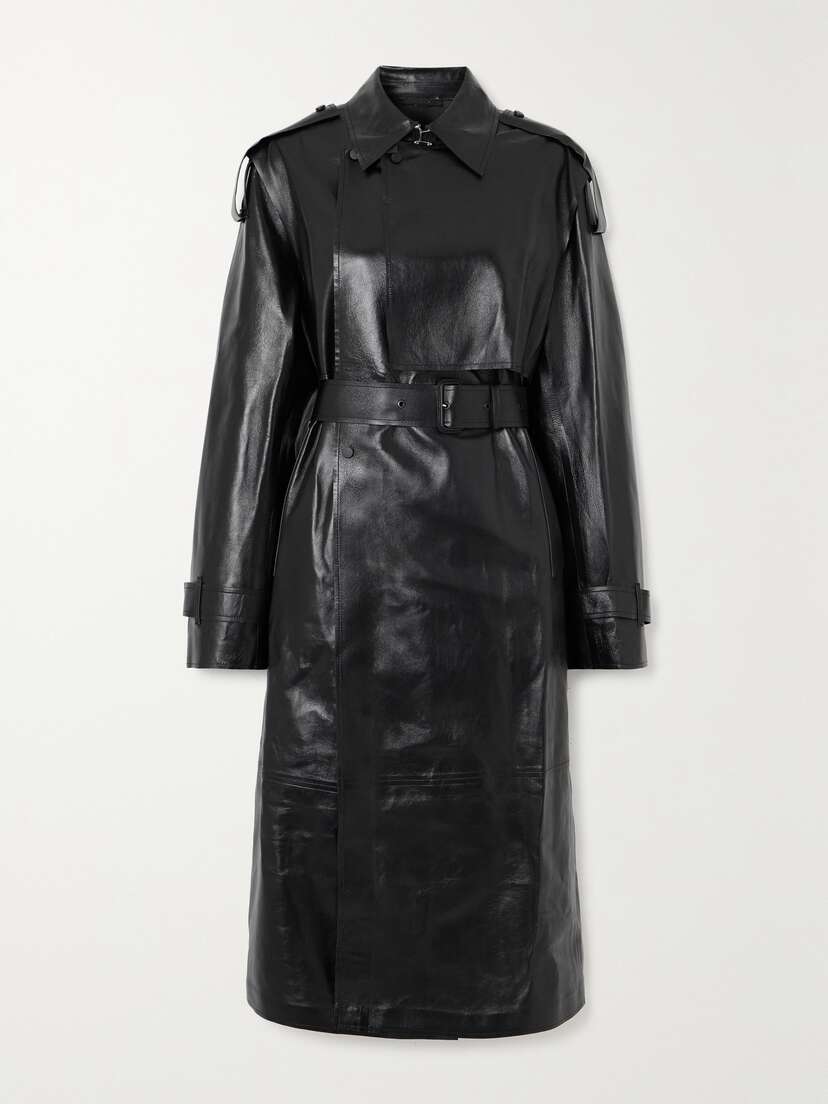 Mackage Adriana Double-breasted Belted Leather Trench Coat