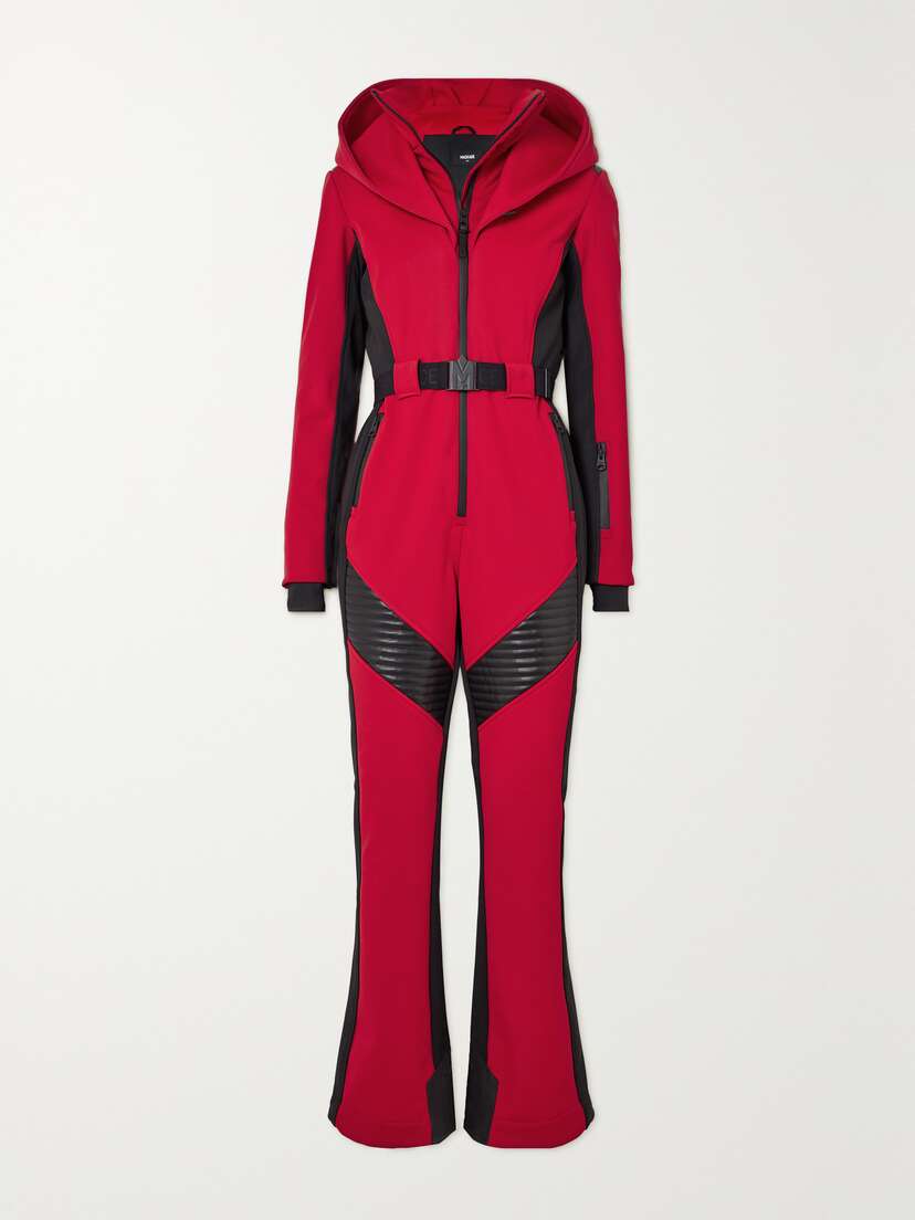 Mackage Elle-z Belted Hooded Faux Leather-trimmed Ski Suit