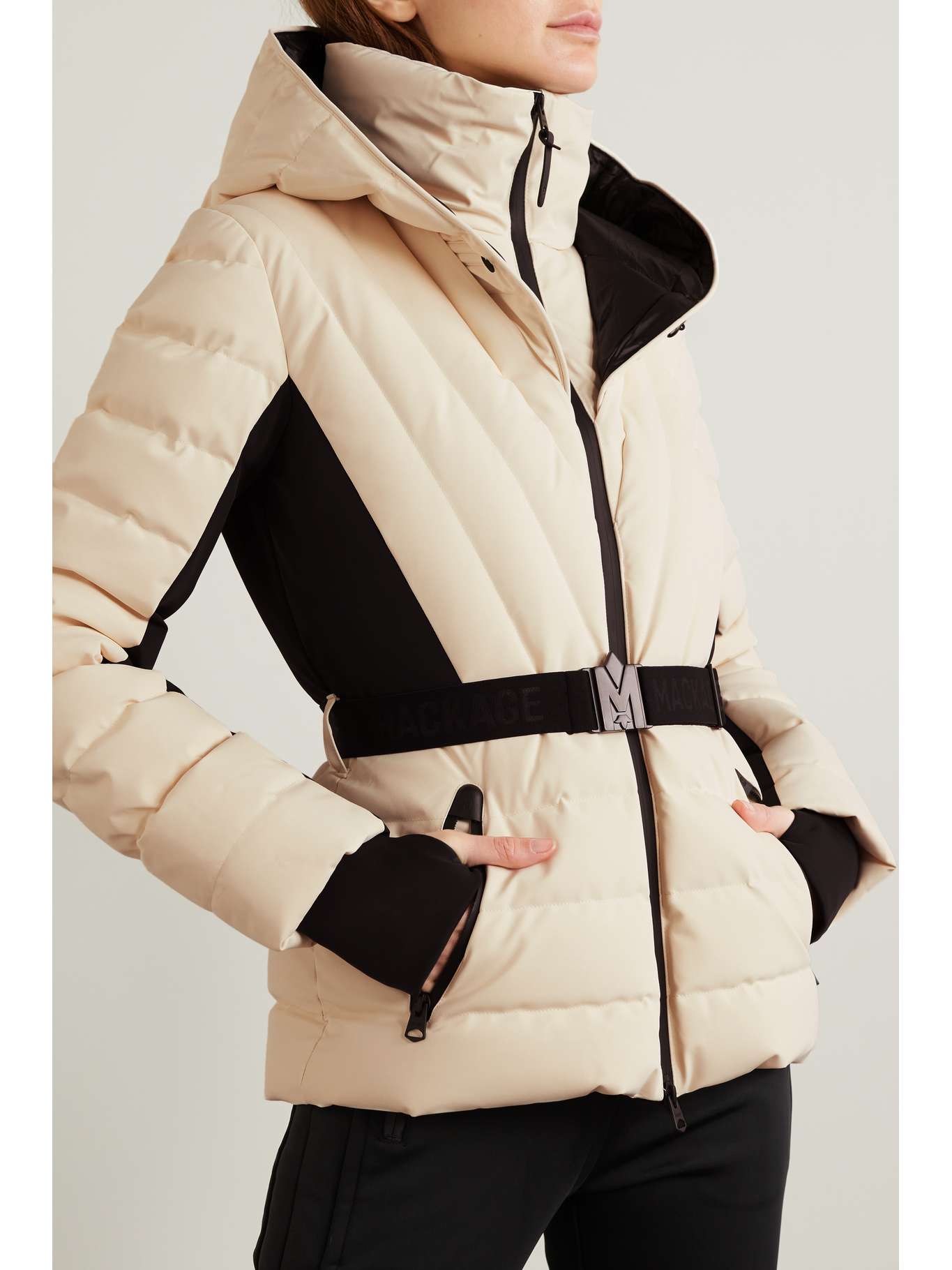 MACKAGE + NET SUSTAIN Elita hooded belted quilted down ski jacket NET