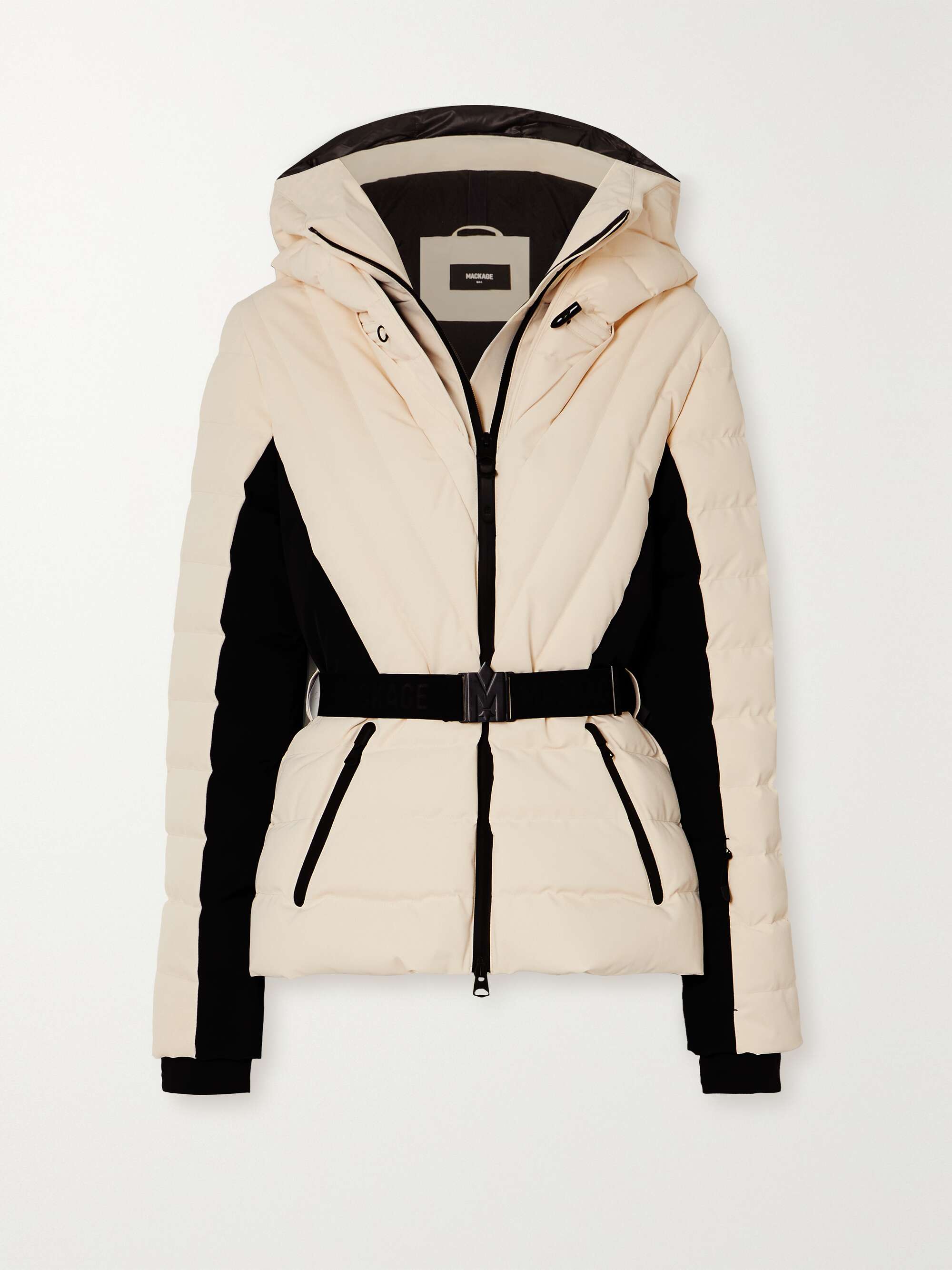 MACKAGE + NET SUSTAIN Elita hooded belted quilted down ski jacket | NET ...