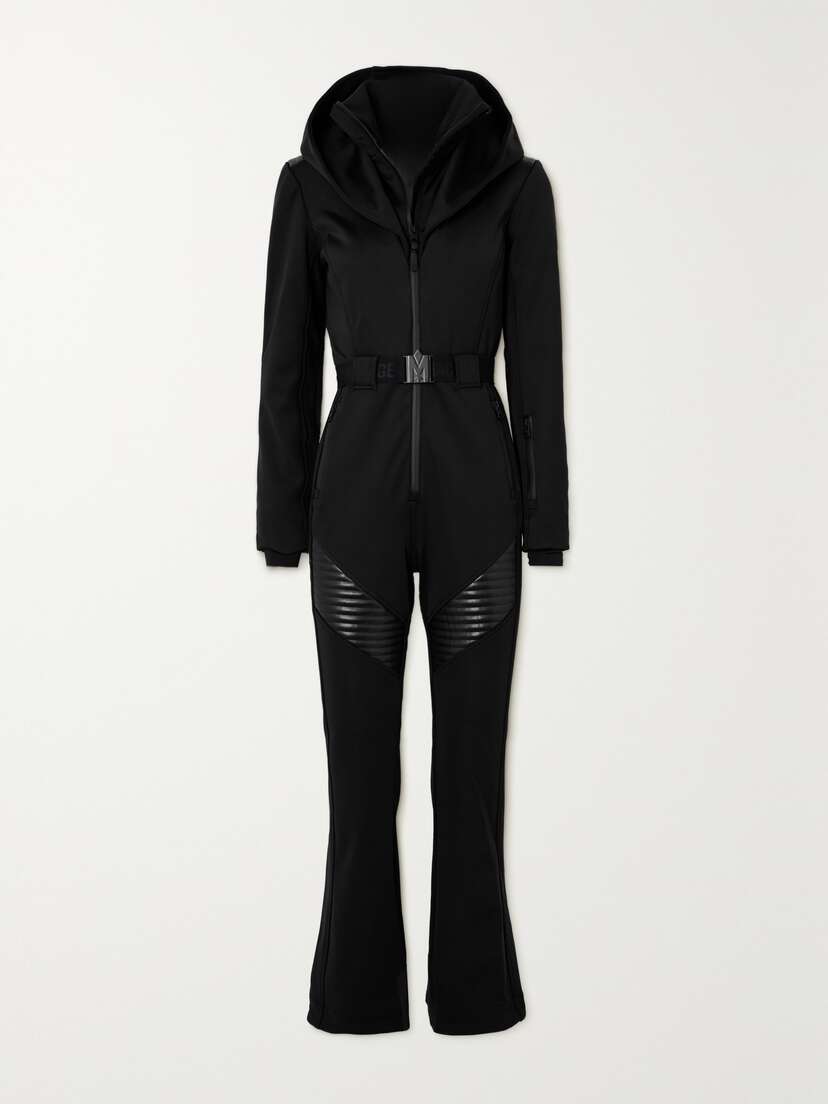Mackage Elle-z Belted Hooded Faux Leather-trimmed Ski Suit