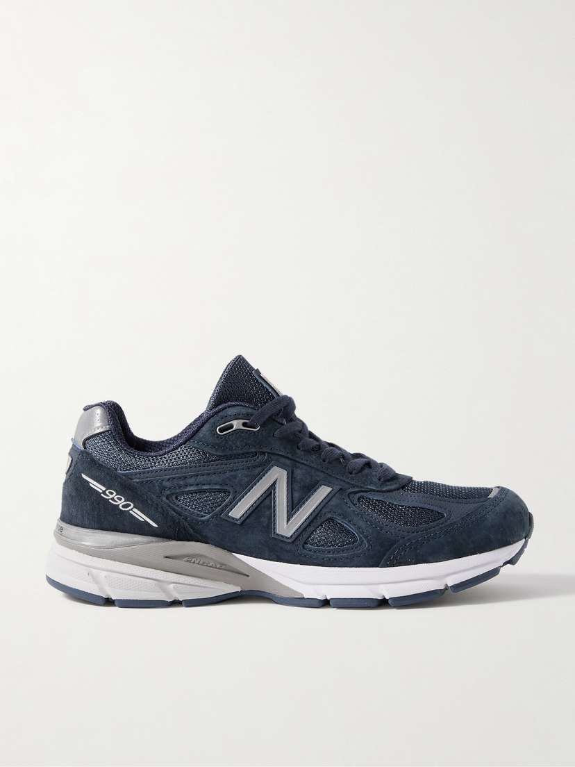 New Balance 990v4 Leather-trimmed Suede And Mesh Sneakers