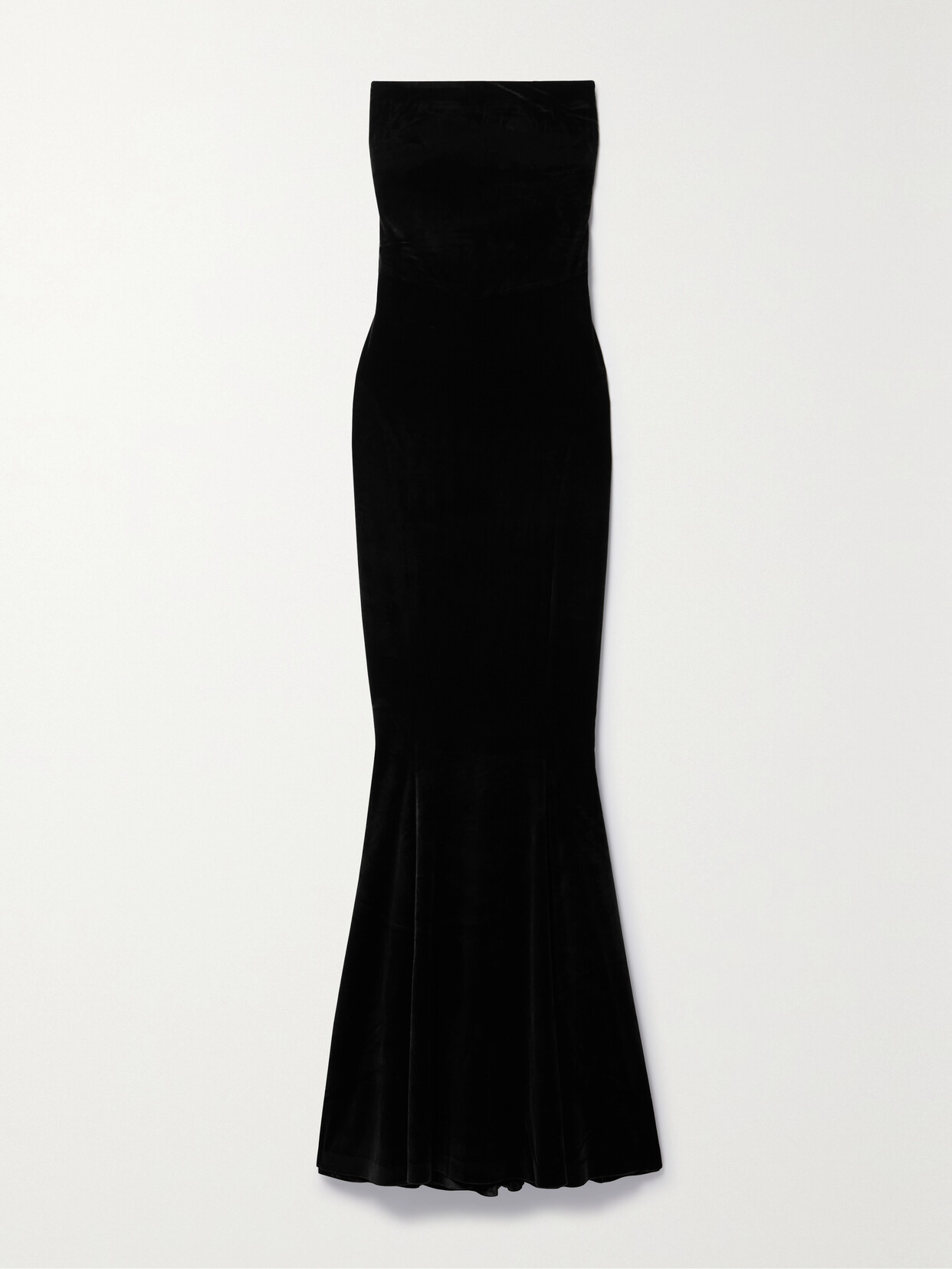 Shop Norma Kamali Strapless Velvet Maxi Dress In Black