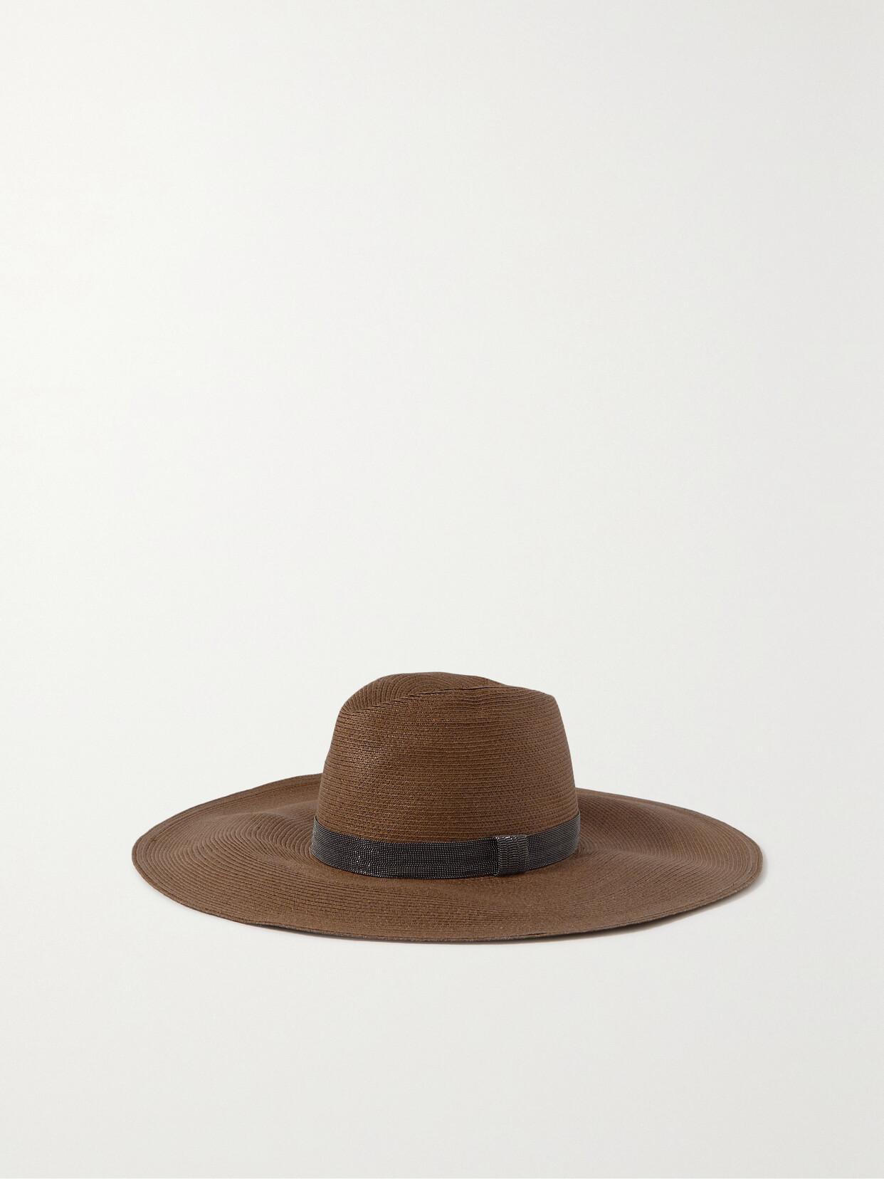 Brunello Cucinelli - Bead-embellished Hemp-blend Fedora - Brown