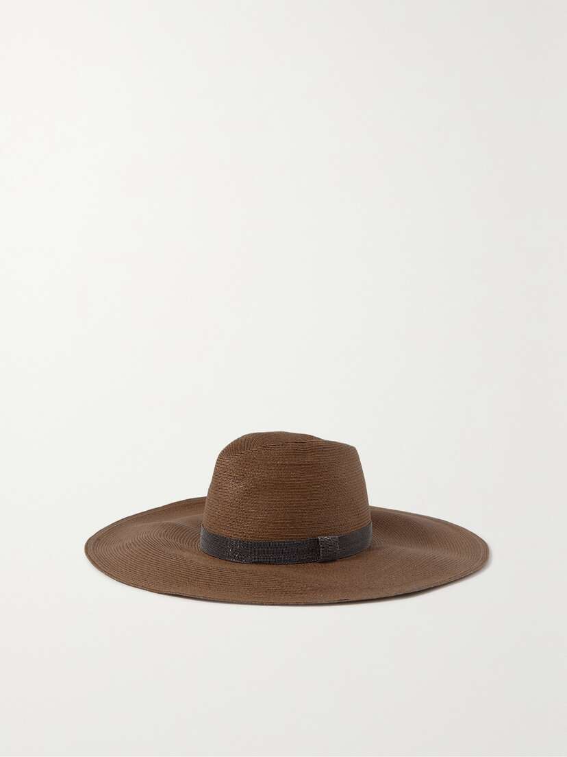 Brunello Cucinelli Bead-embellished Hemp-blend Fedora