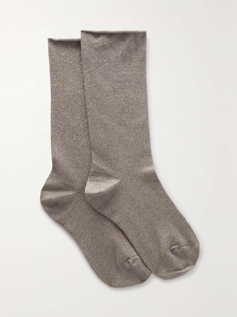 Brunello Cucinelli Metallic Cashmere-blend Ankle Socks