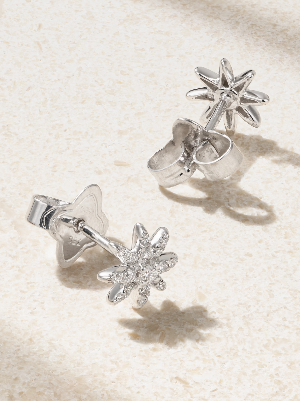 Shop David Yurman Starburst 18-karat White Gold Diamond Earrings