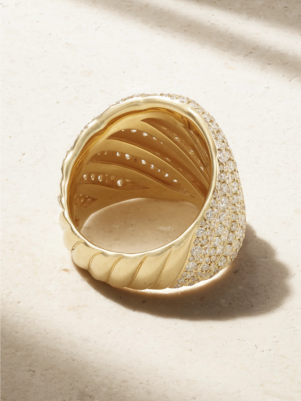 Shop David Yurman Sculpted Cable 18-karat Gold Diamond Ring