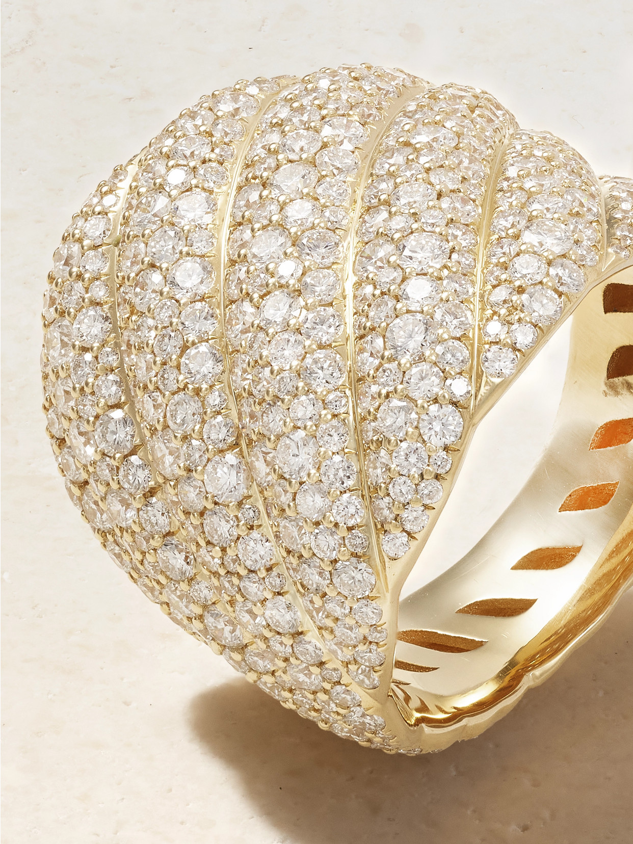 Shop David Yurman Sculpted Cable 18-karat Gold Diamond Ring