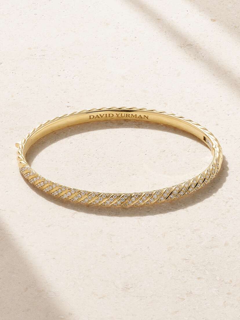David Yurman Sculpted Cable 18-karat Gold Diamond Bangle