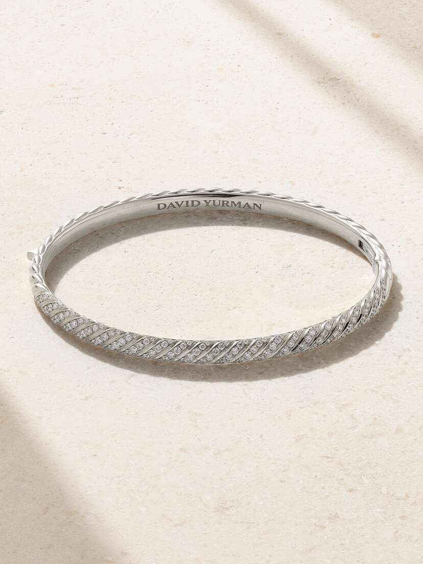 David Yurman Sculpted Cable 18-karat White Gold Diamond Bangle