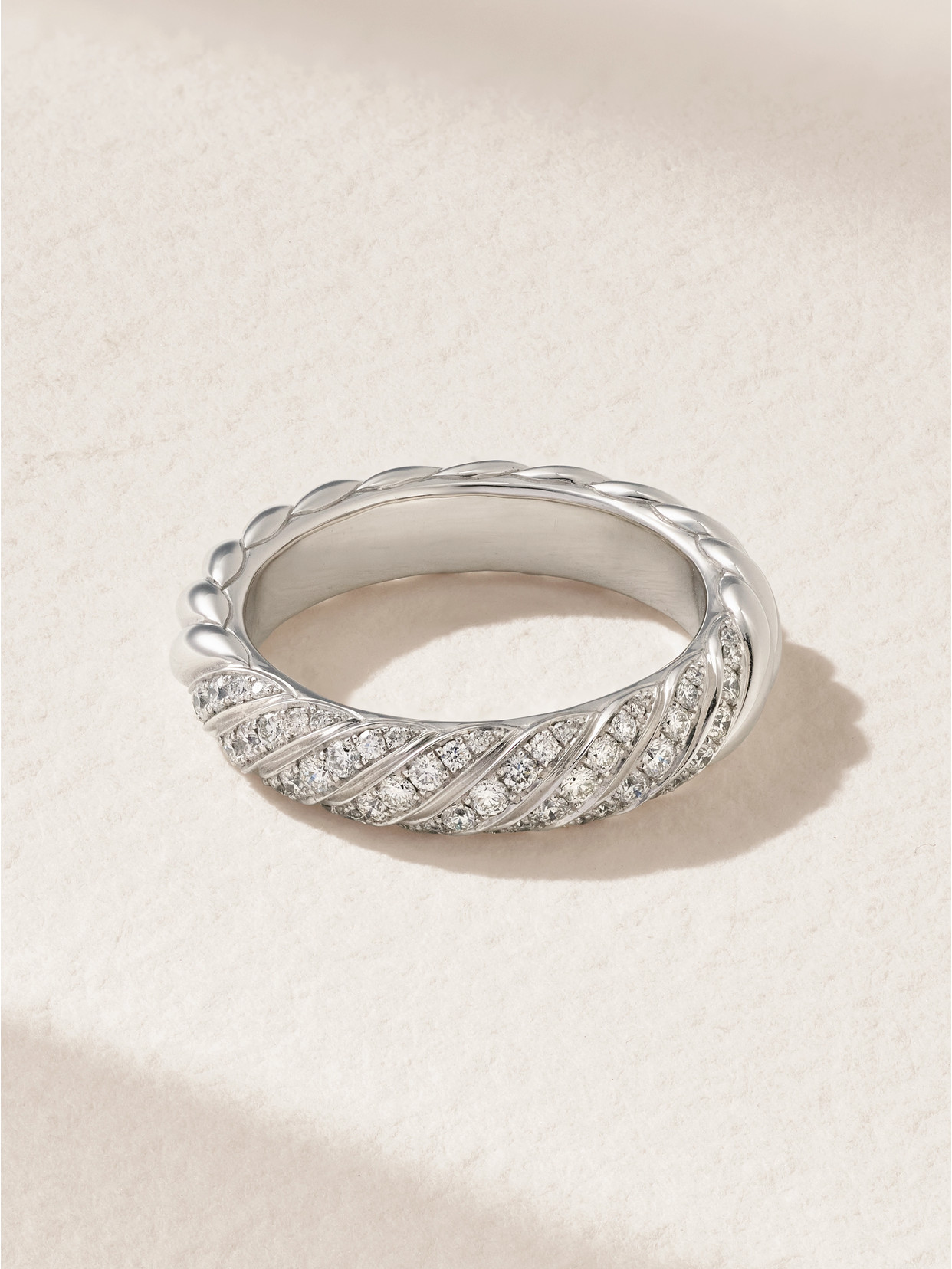 David Yurman Sculpted Cable 18-karat White Gold Diamond Ring