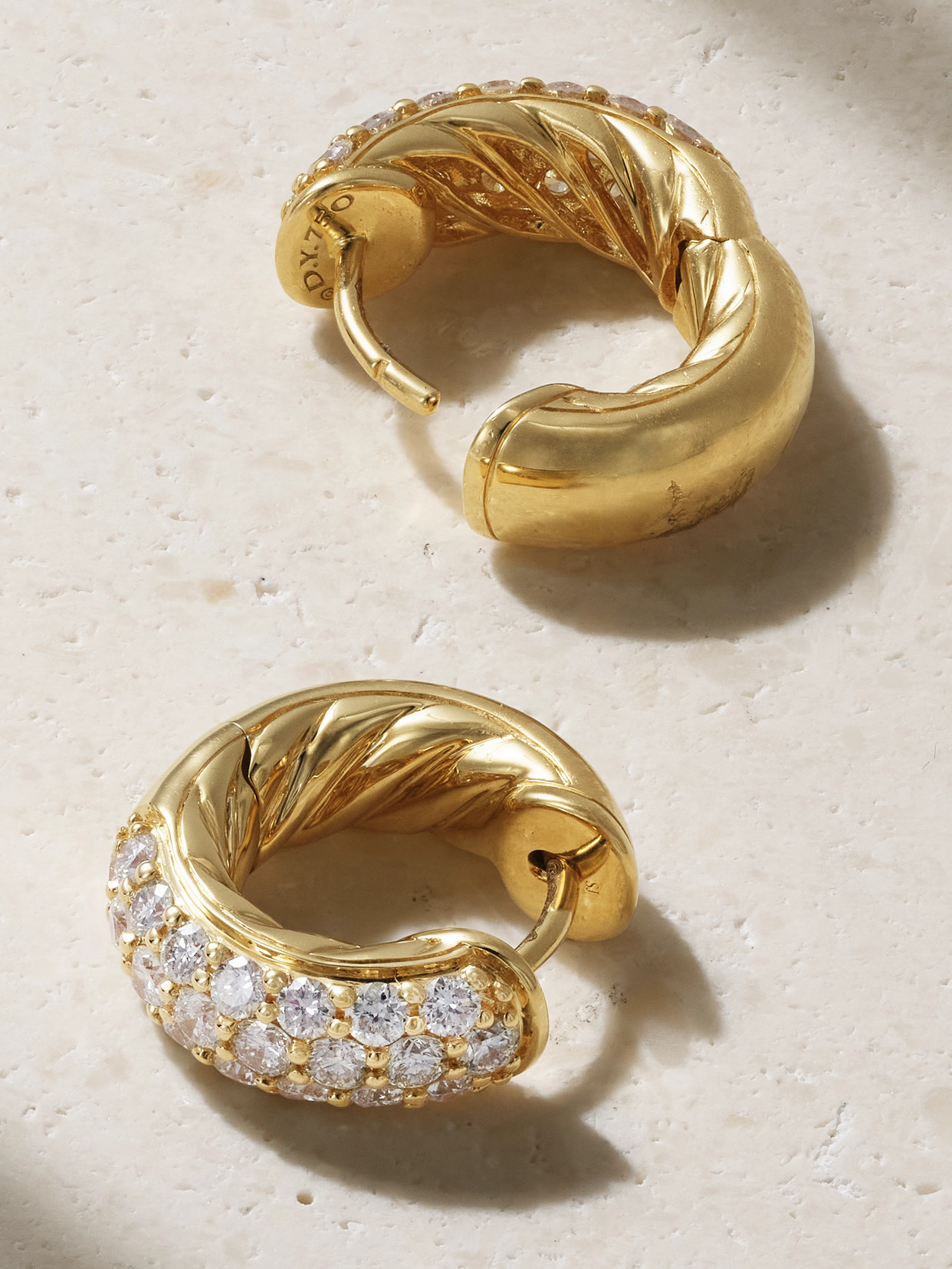 David Yurman Dy Mercer™ Micro 18-karat Gold Diamond Hoop Earrings In Gold