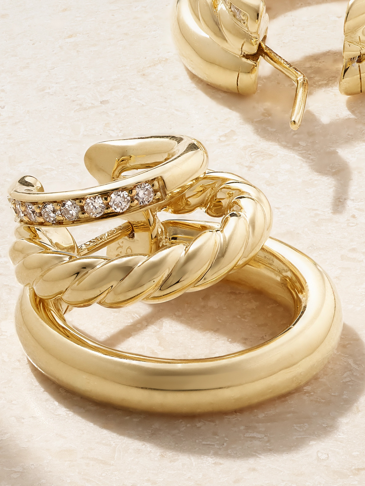 David Yurman Dy Mercer 18-karat Gold Diamond Hoop Earrings In Gold
