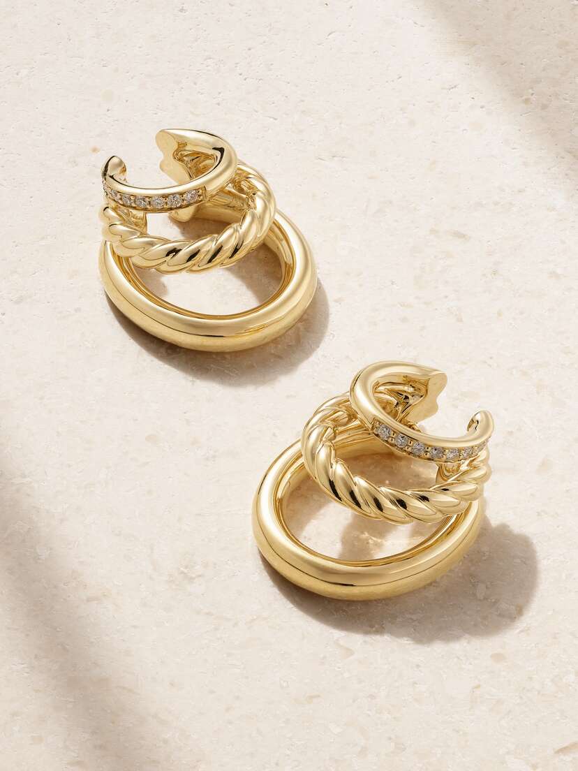 David Yurman Dy Mercer 18-karat Gold Diamond Hoop Earrings