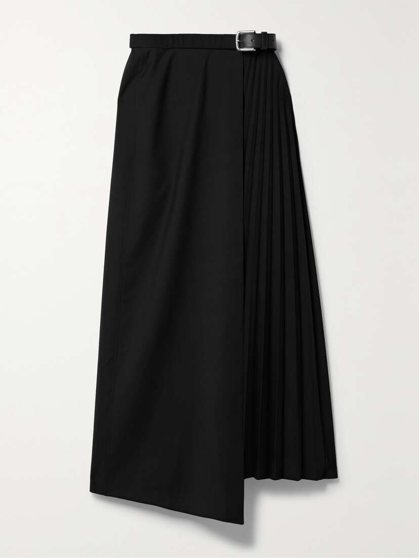 Tibi + Net Sustain Belted Pleated Recycled Woven Maxi Wrap Skirt