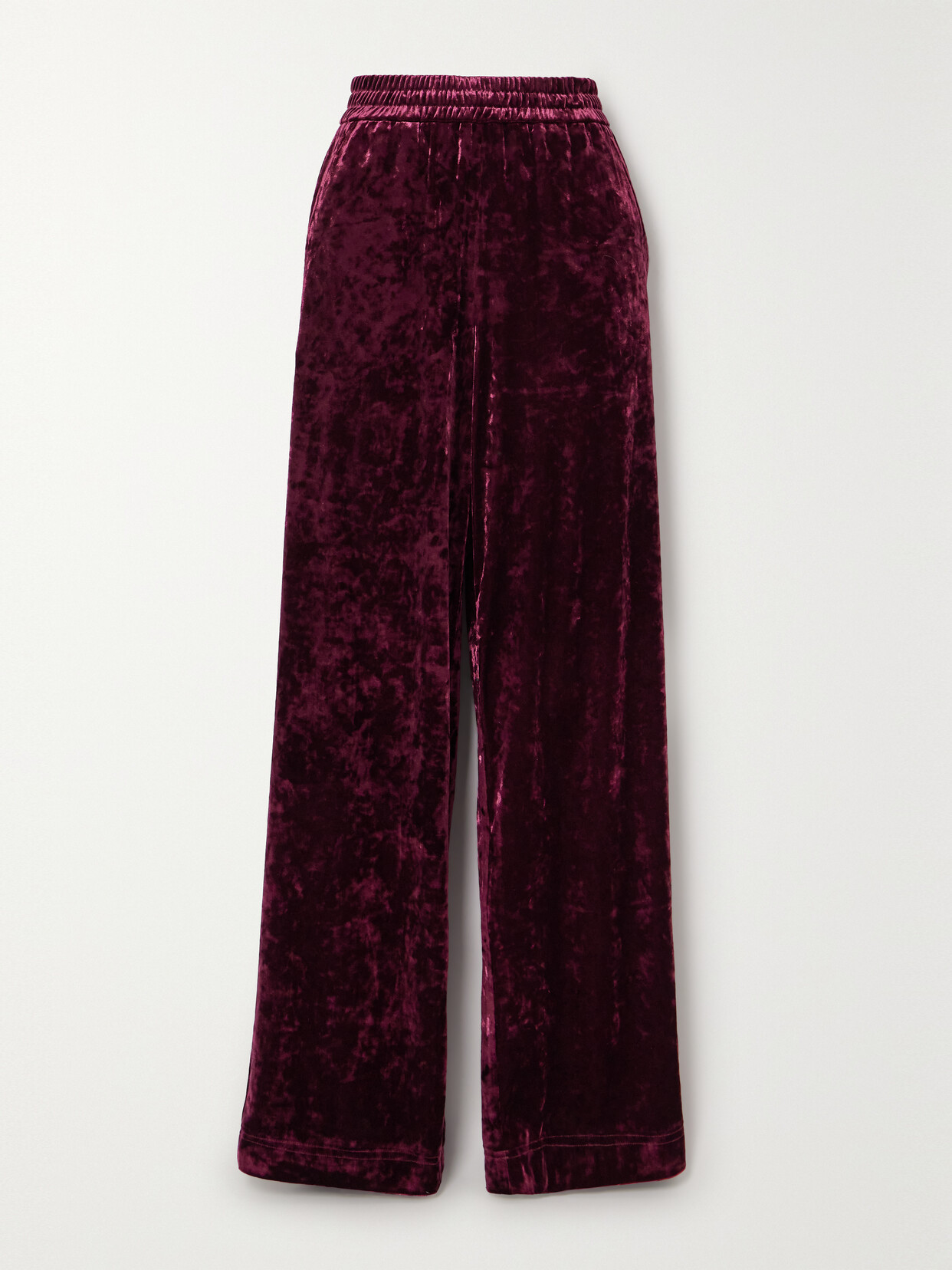 Tibi - Crushed Stretch-velvet Straight-leg Pants - Red