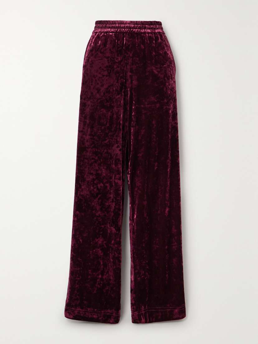 Tibi Crushed Stretch-velvet Straight-leg Pants - x large
