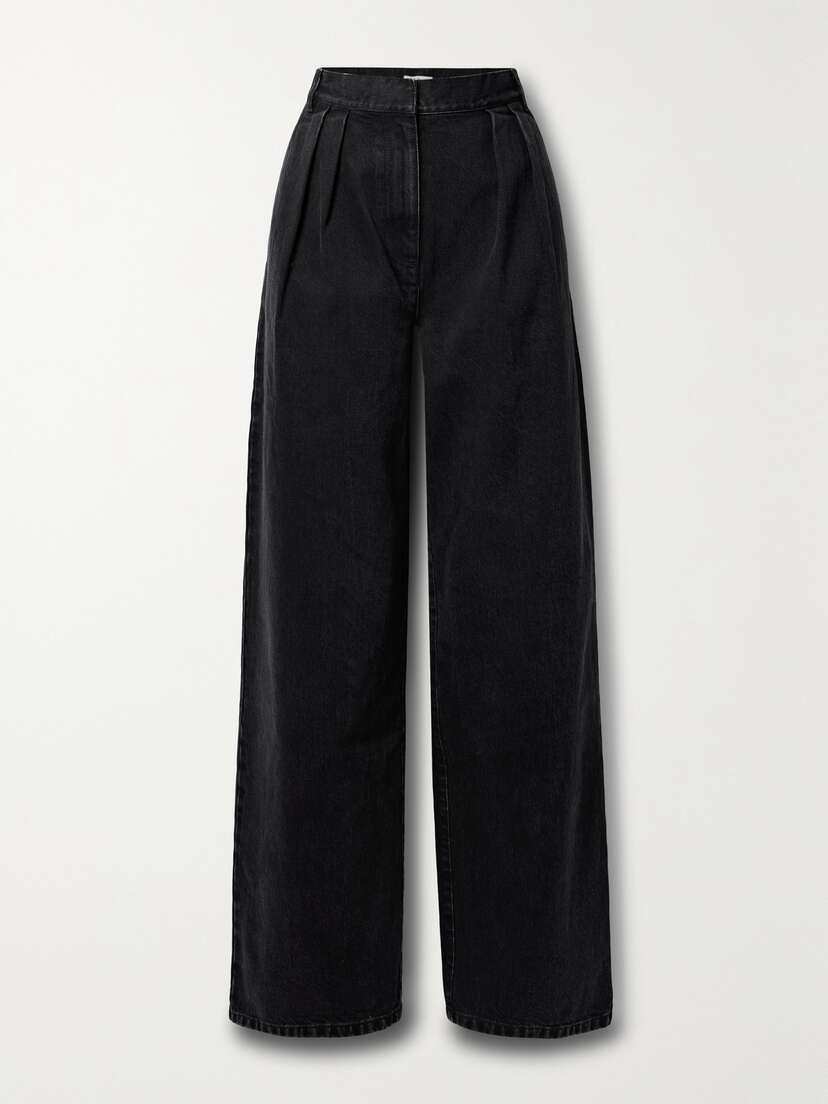 Tibi Stella Pleated Low-rise Wide-leg Jeans