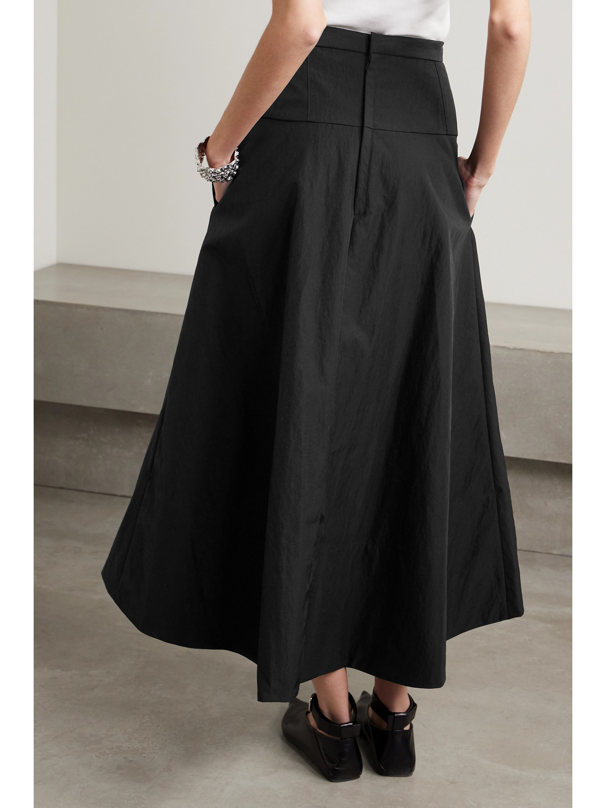 Shop Tibi Schema Canvas Maxi Skirt In Black