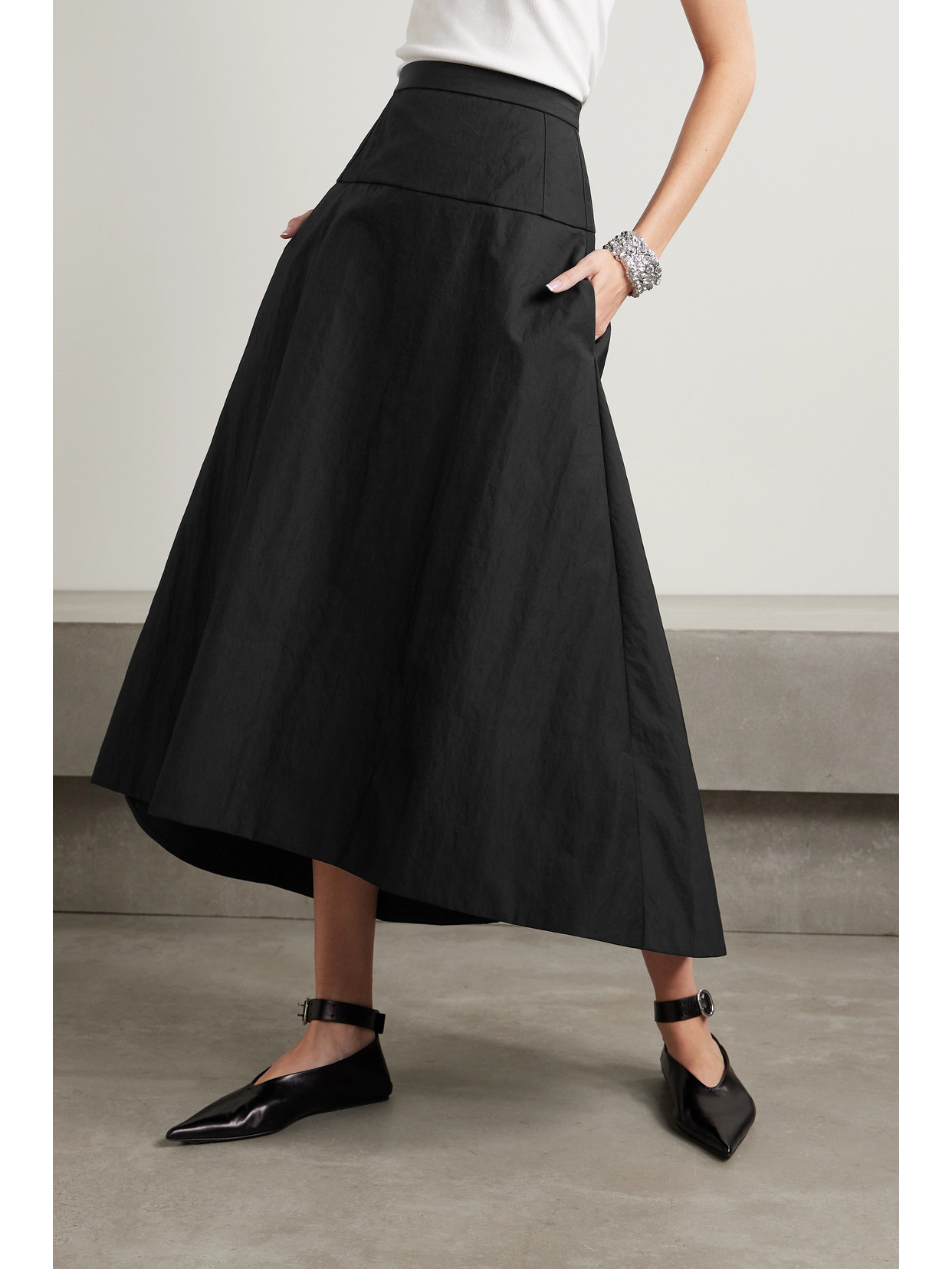 Shop Tibi Schema Canvas Maxi Skirt In Black