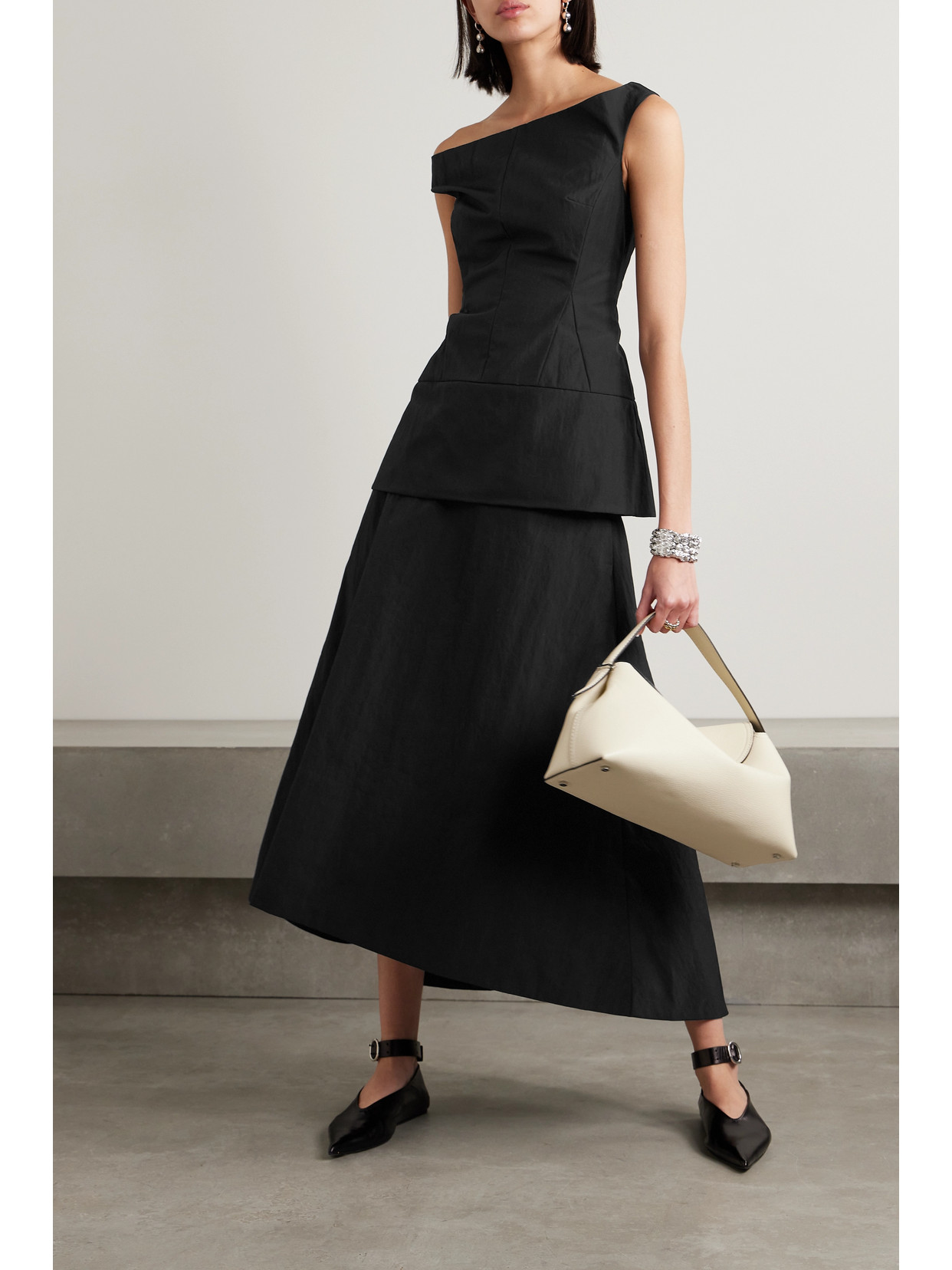 Shop Tibi Schema Canvas Maxi Skirt In Black