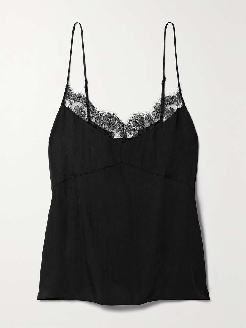 Tibi Layered Lace-trimmed Twill Camisole