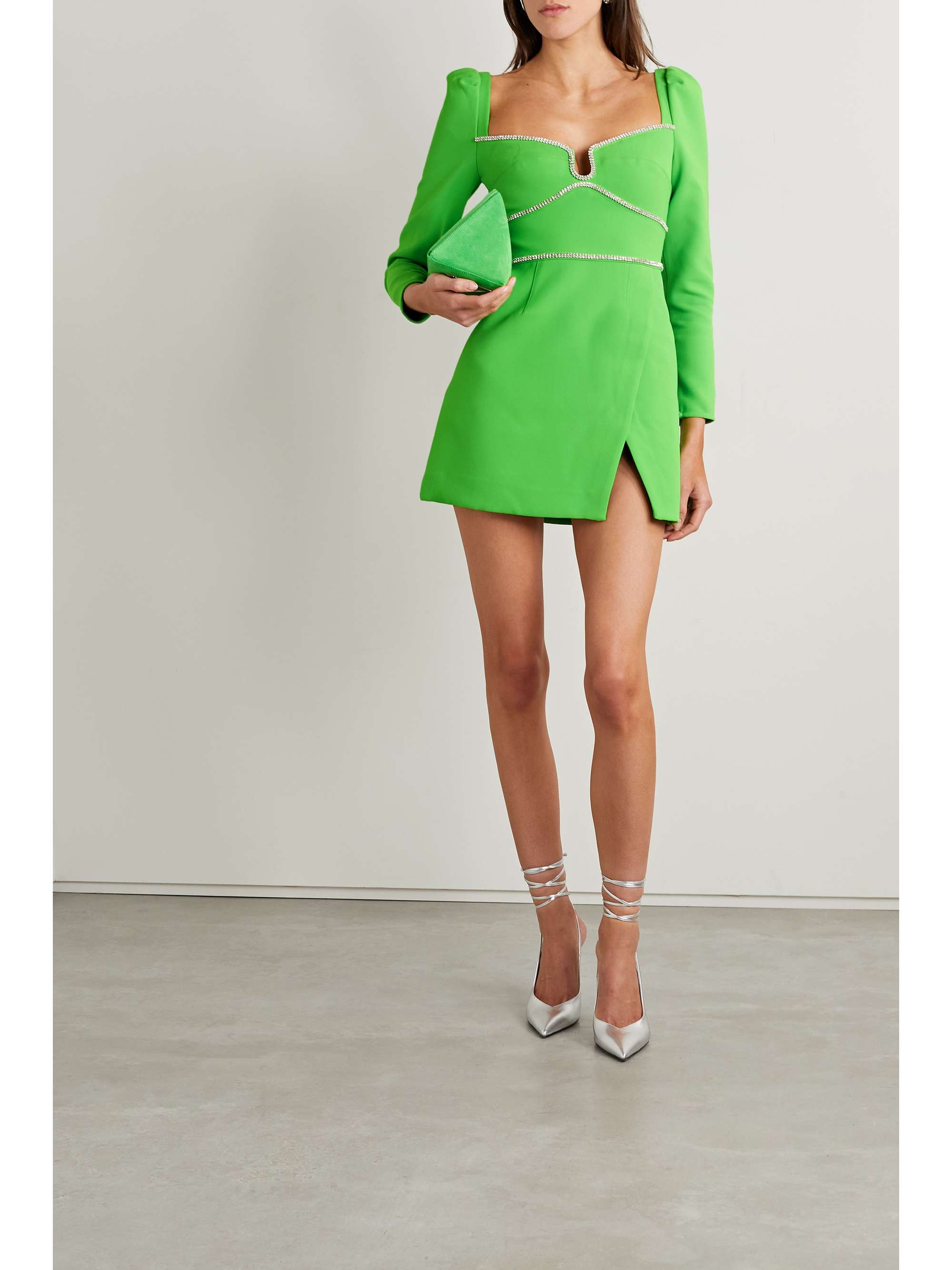 SELF-PORTRAIT Crystal-embellished crepe mini dress | NET-A-PORTER