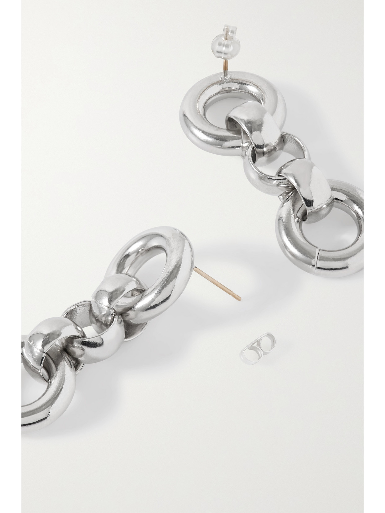 Shop Laura Lombardi + Net Sustain Cinzia Recycled Platinum-plated Earrings In Silver