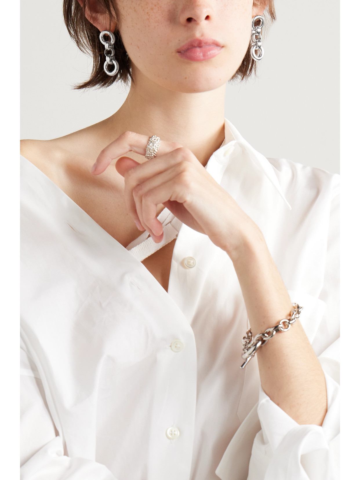 Shop Laura Lombardi + Net Sustain Cinzia Recycled Platinum-plated Earrings In Silver