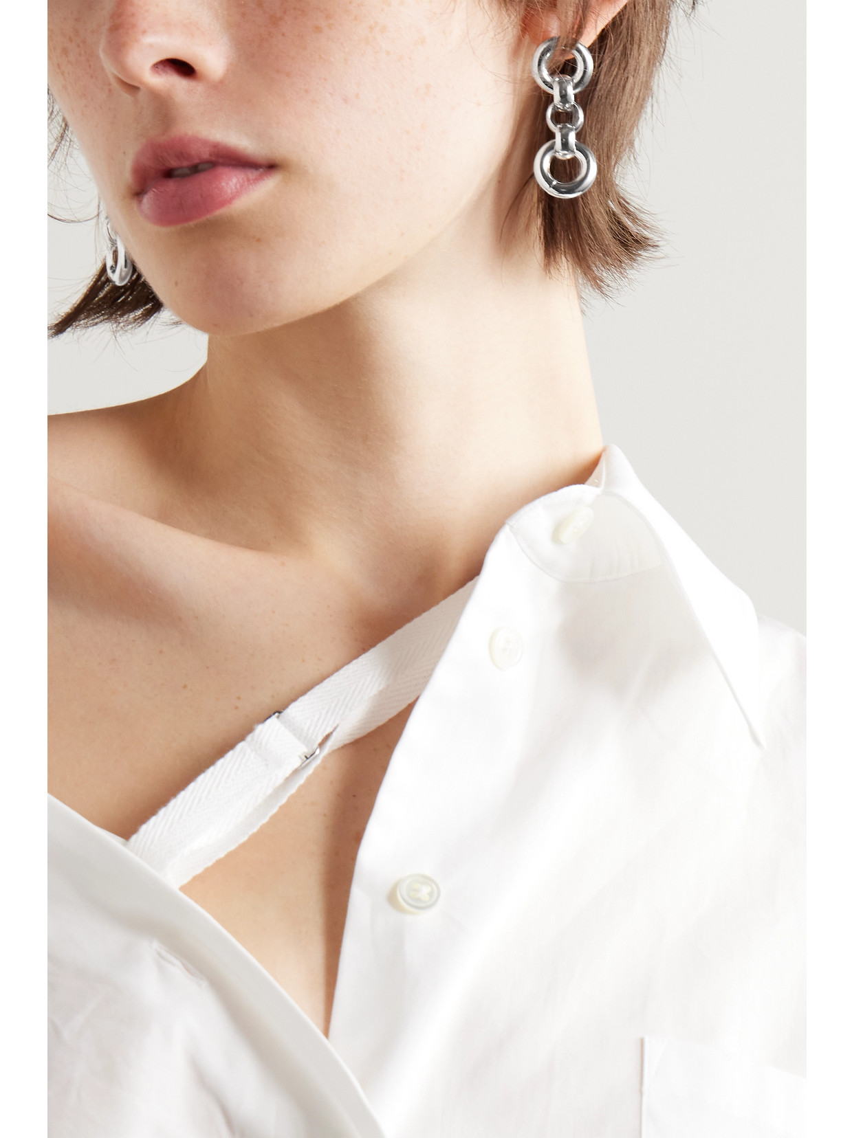 Shop Laura Lombardi + Net Sustain Cinzia Recycled Platinum-plated Earrings In Silver