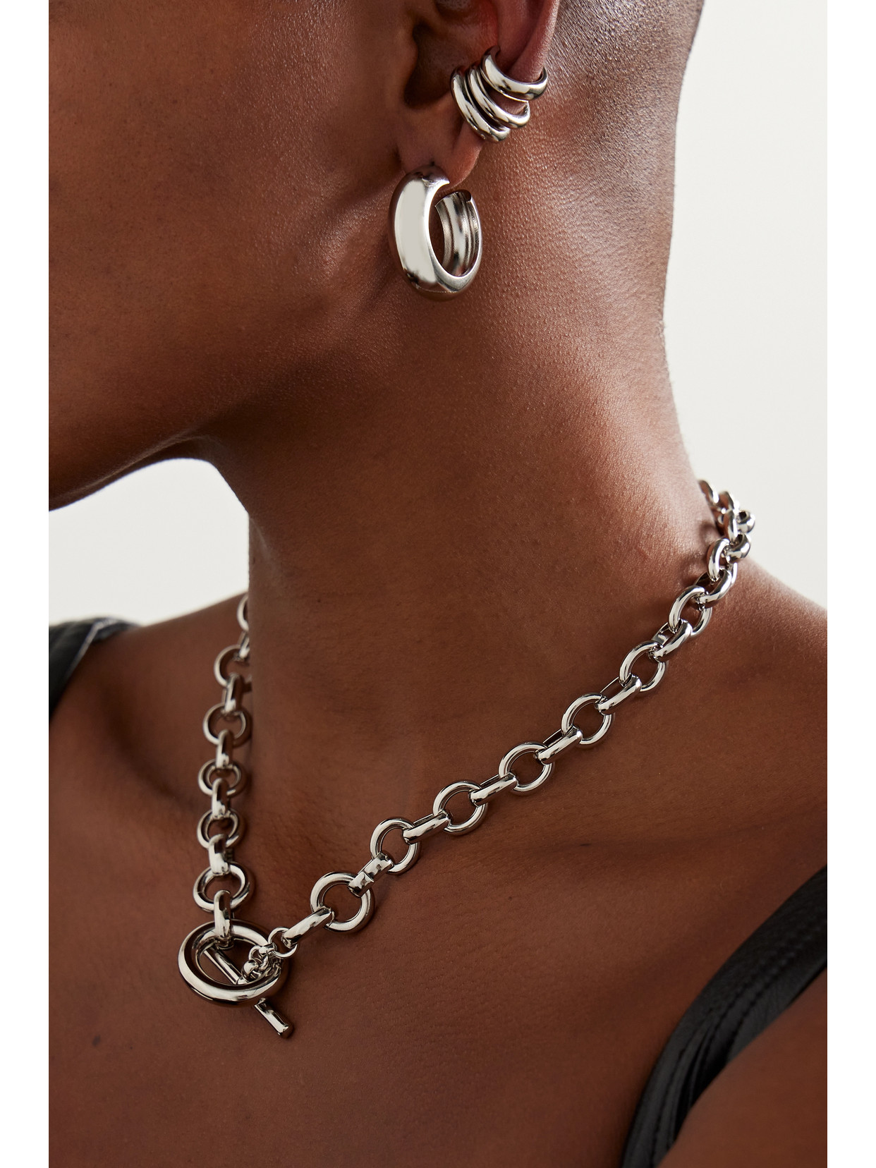 LAURA LOMBARDI + NET SUSTAIN CUSP PLATINUM-PLATED RECYCLED HOOP EARRINGS