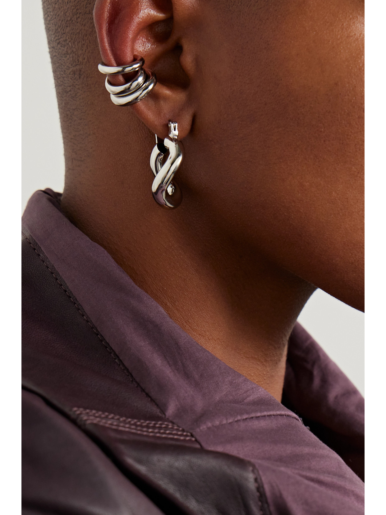 Laura Lombardi Mini Anima Platinum-plated Hoop Earrings In Silver