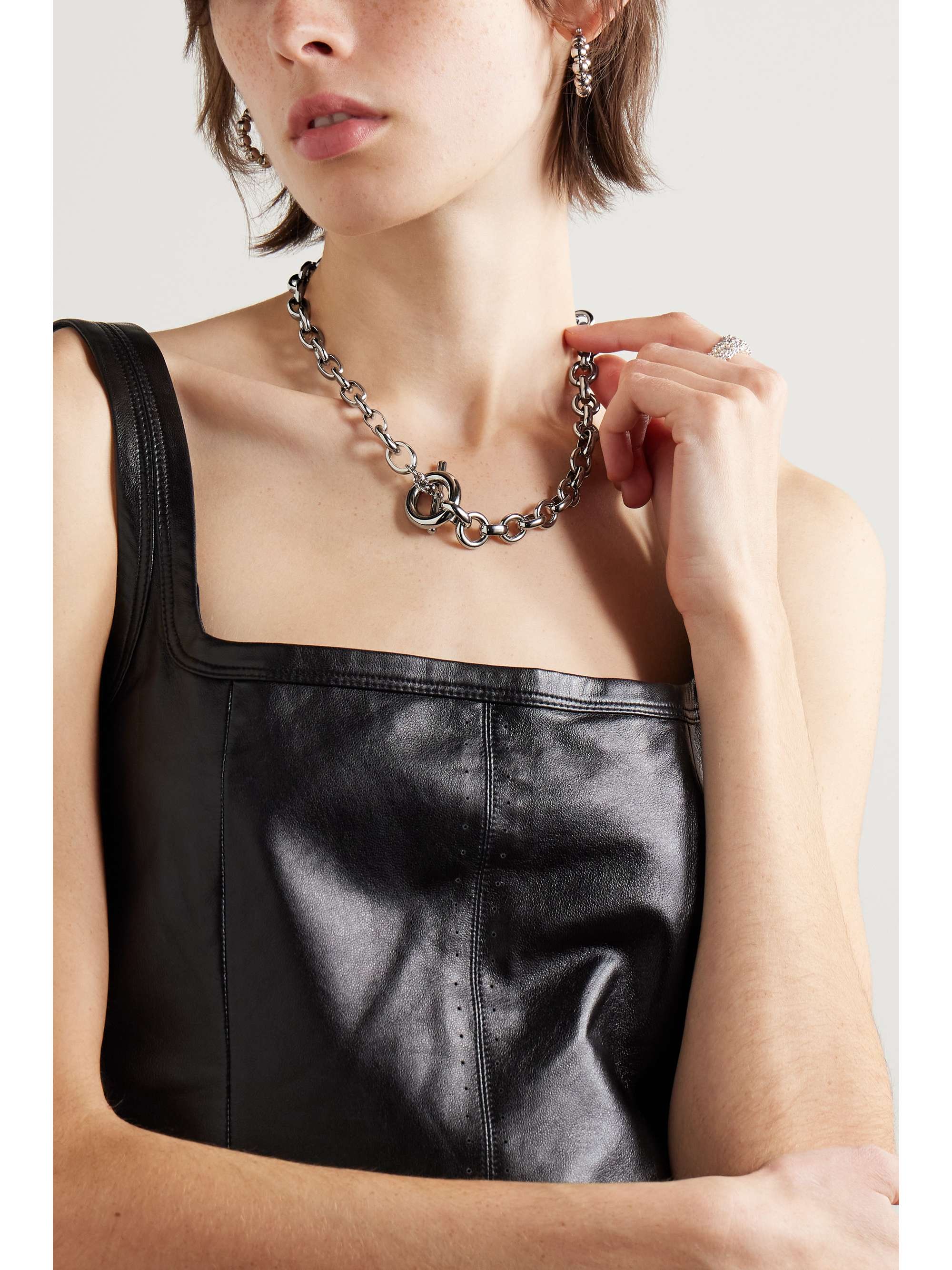 LAURA LOMBARDI + NET SUSTAIN Portrait recycled platinumplated necklace