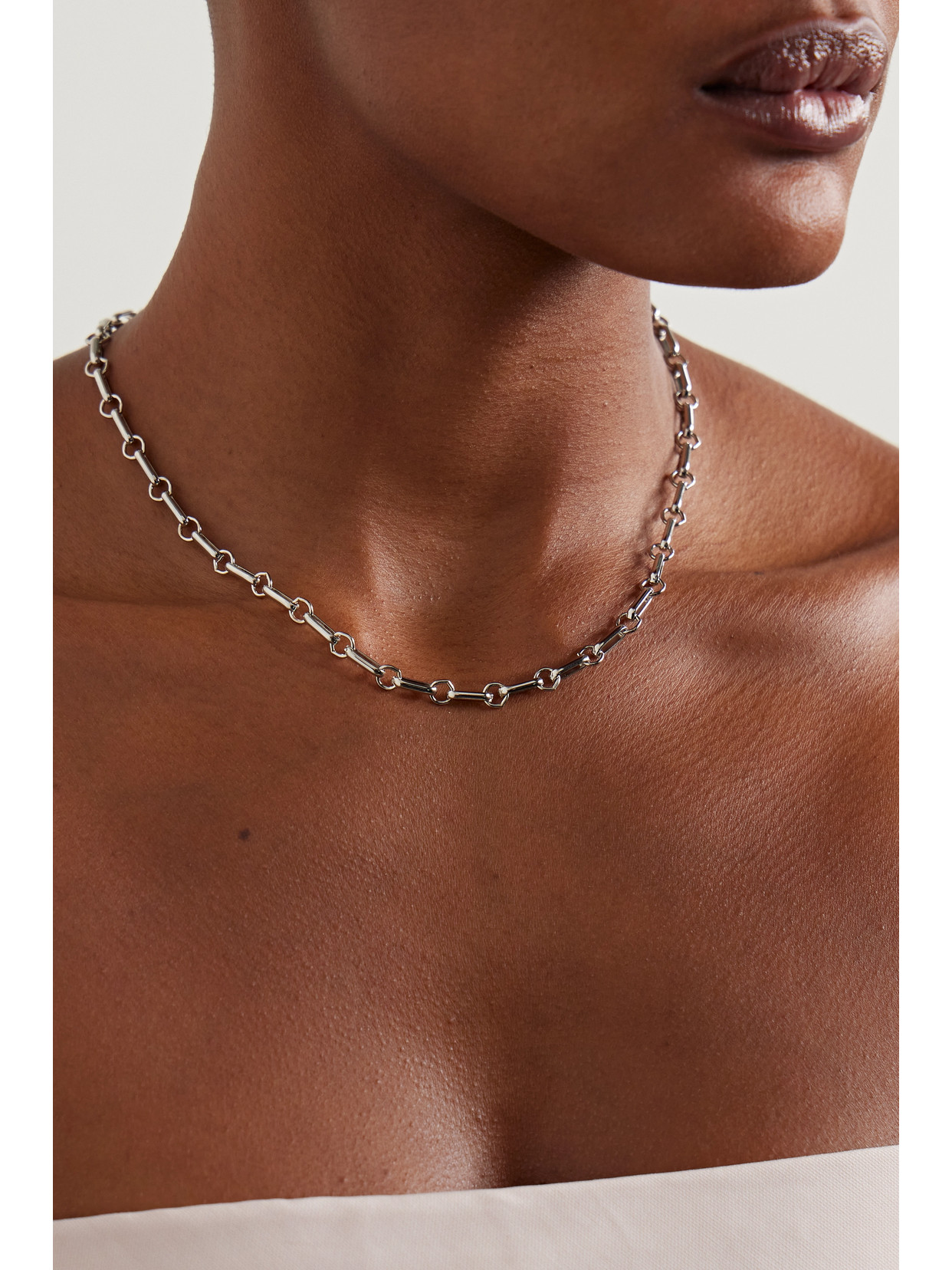 Laura Lombardi Platinum-plated Recycled Necklace In Silver